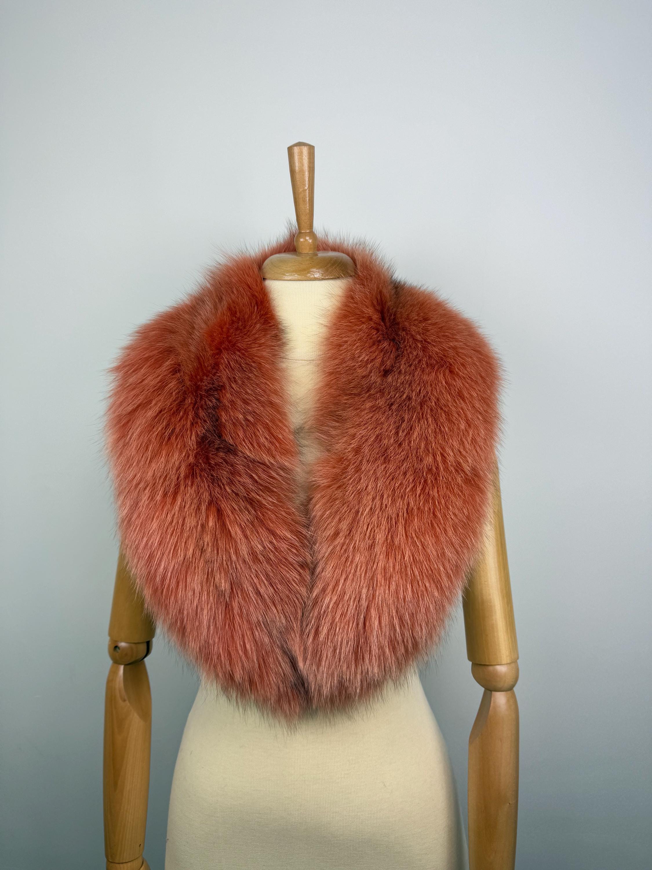 Orange Fox Fur Collar – Real Fur Collar, Handmade in Greece, Luxury Neck Accessory