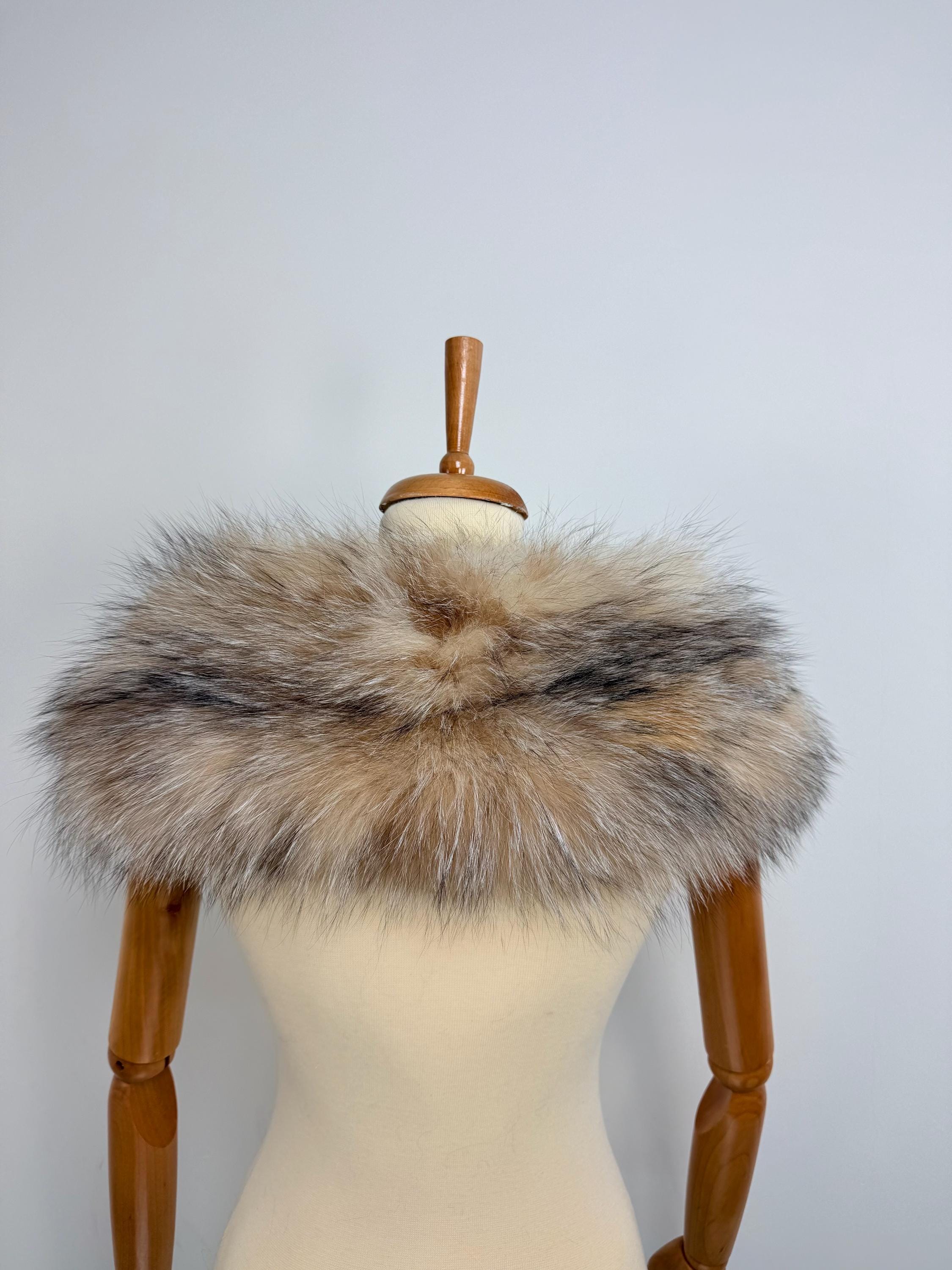 Natural Fur Collar: Luxury Real Fur Crystal Fox Stole Scarf