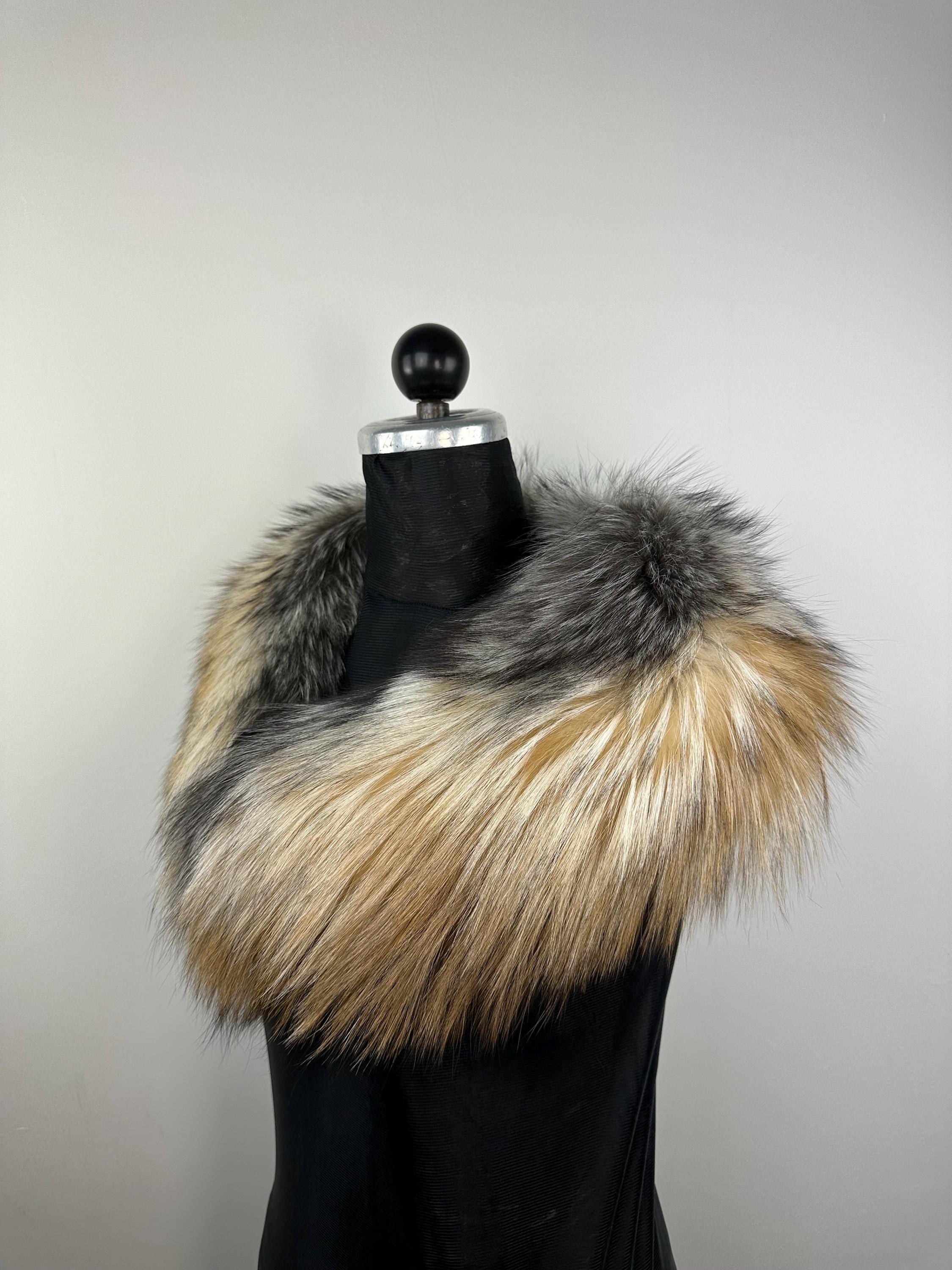 Cross Fox Fur Collar – Real Fur Collar, Handmade in Greece, Luxury Neck Accessory