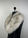 Genuine Gray Fox Fur Collar: Handmade Fluffy Fur Stole