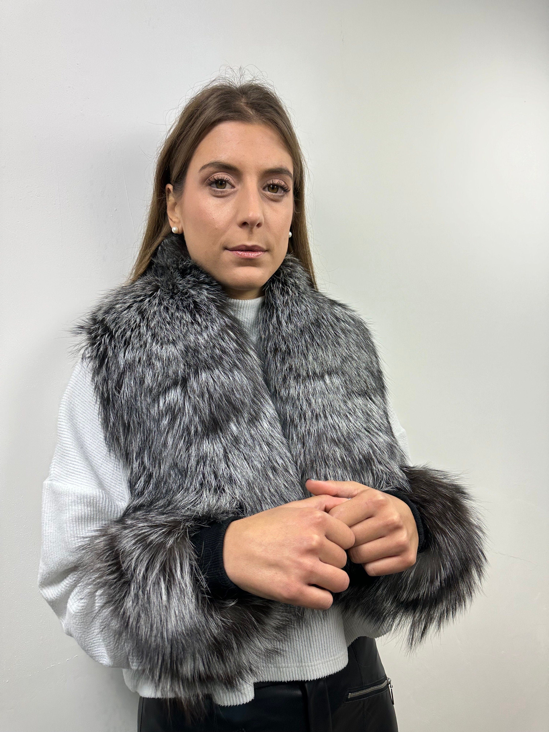 Real Silver Fox Fur Collar - Handmade Stole