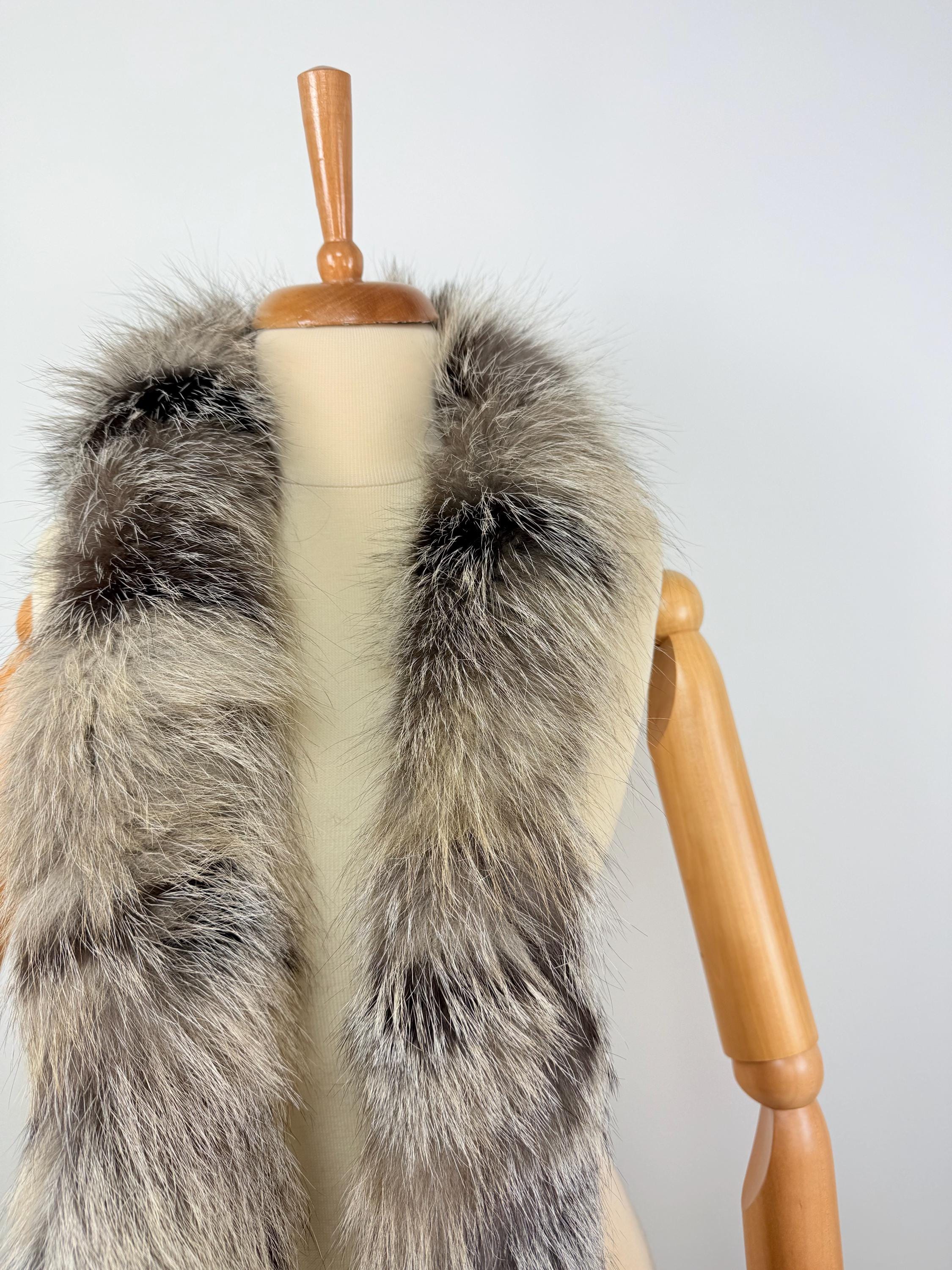 Cross Fox Fur Scarf – Real Fur Scarf, Handmade in Greece, Luxury Winter Scarf