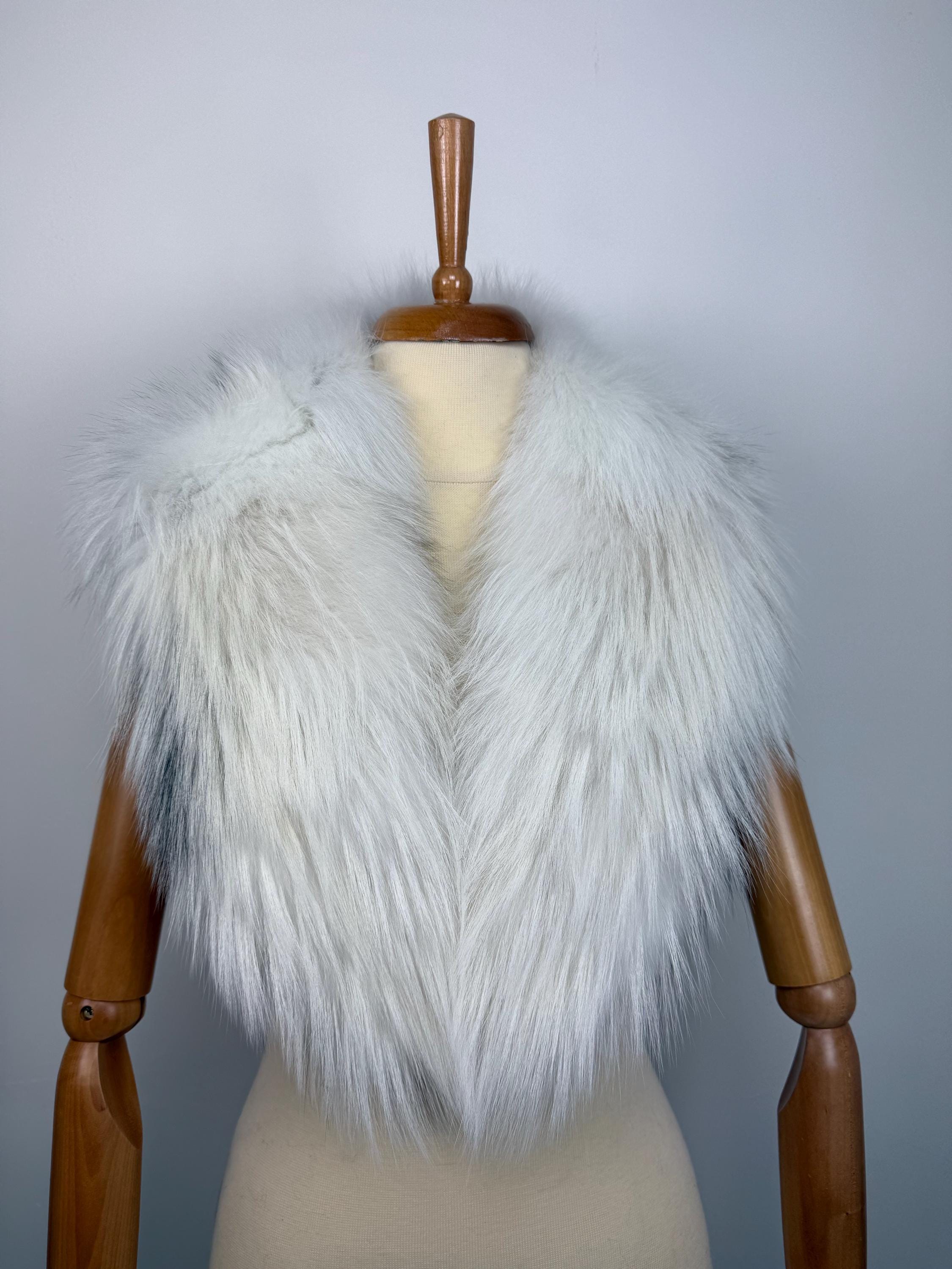 Platinum Fox Fur Collar – Real Fur Collar, Handmade in Greece, Luxury Neck Accessory
