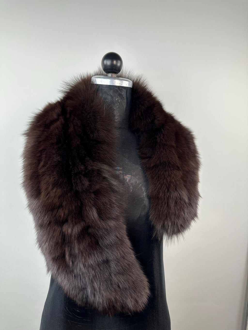 Dark Brown Fox Fur Collar – Real Fur Collar, Handmade in Greece, Luxury Neck Accessory