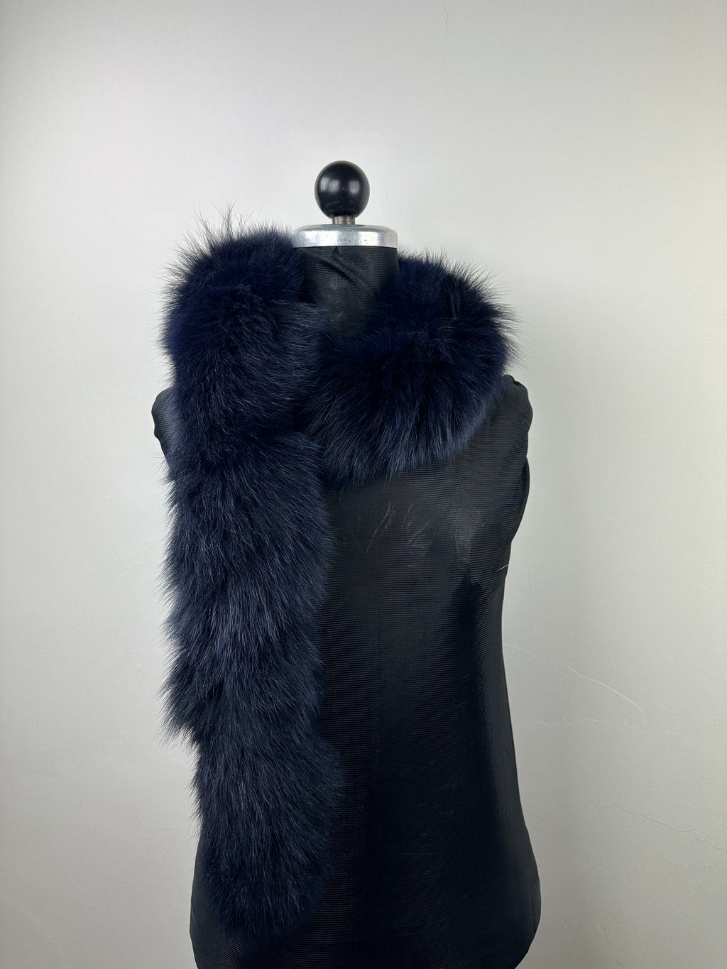 Blue Black Fox Fur Scarf: Handmade Genuine Fur, Luxury Neck Wrap