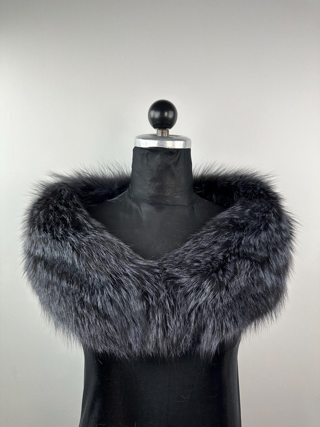 Dark Gray Fox Fur Collar – Real Fur Collar, Handmade in Greece, Luxury Neck Accessory