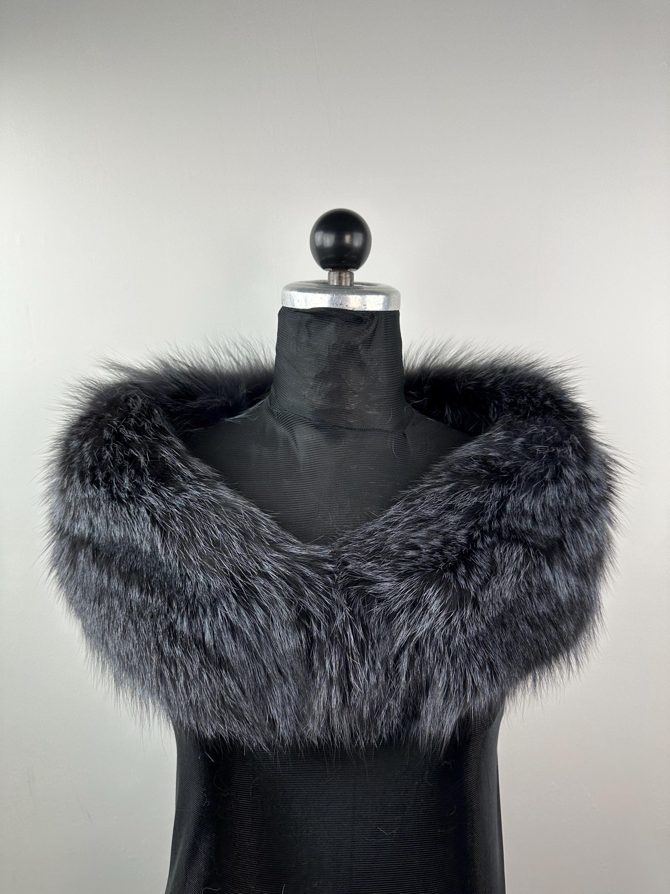 Dark Gray Fox Fur Collar – Real Fur Collar, Handmade in Greece, Luxury Neck Accessory