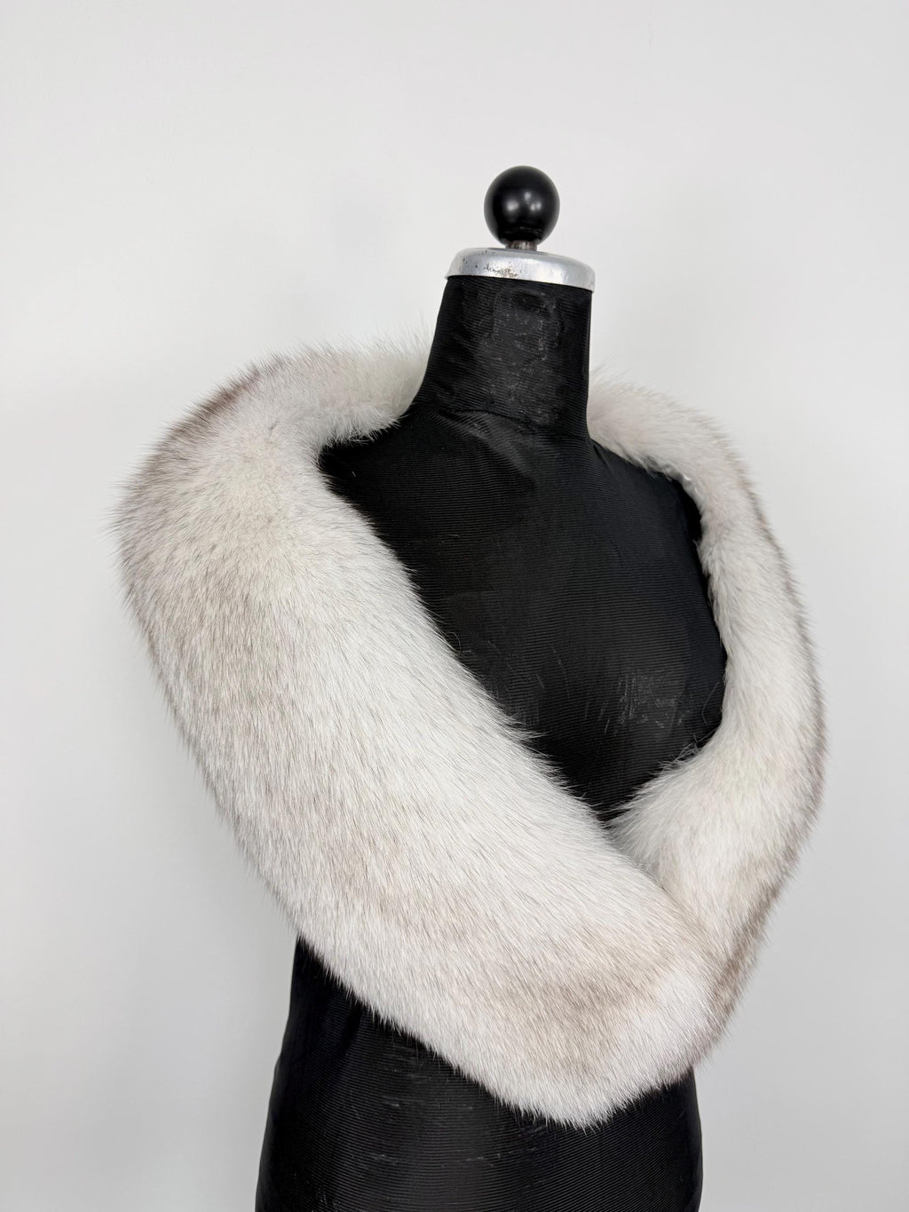 Blue Fox Fur Stole – Real Fur Wrap, Extra Long Luxury Fur, Handmade in Greece