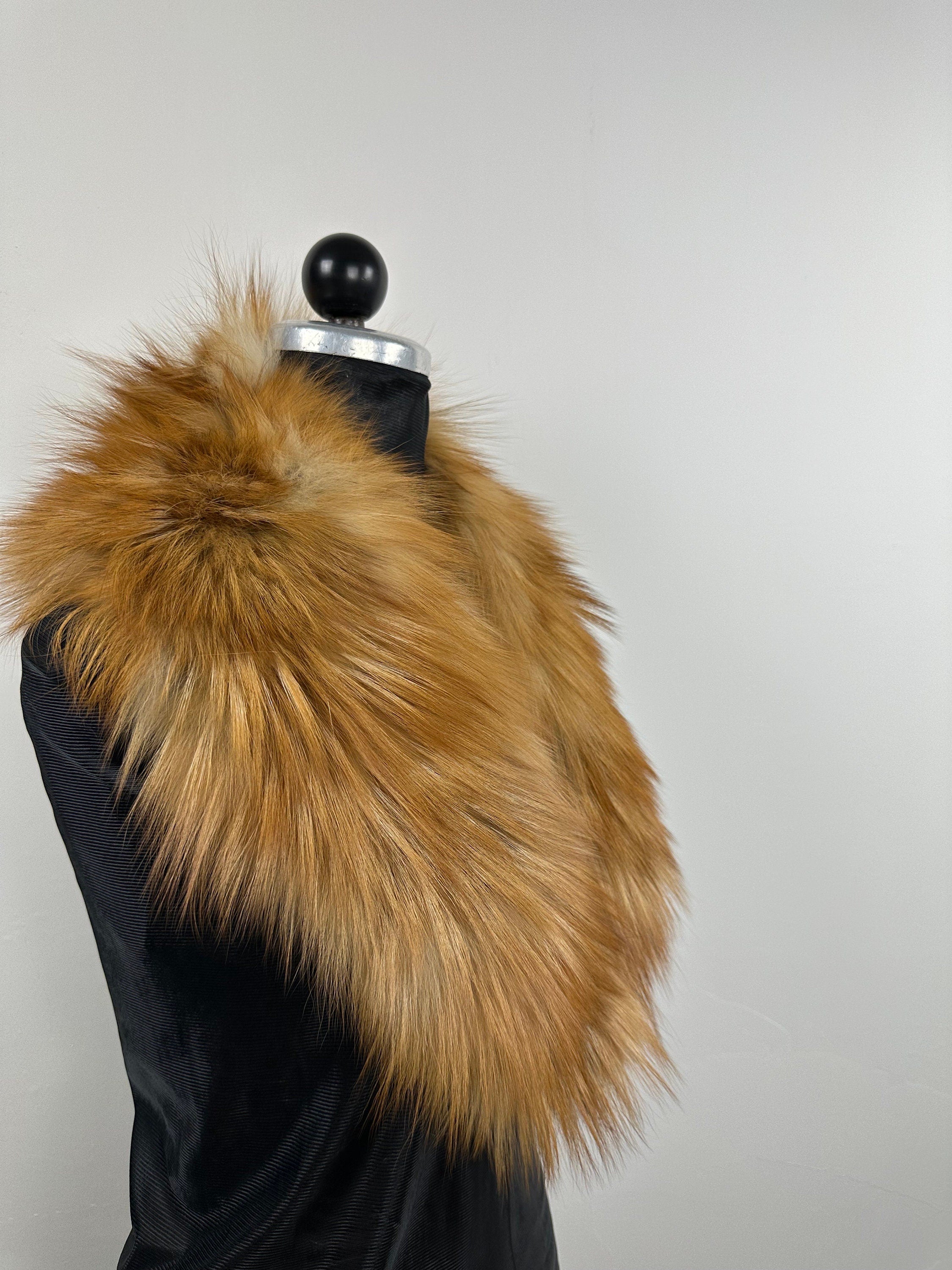 Handmade Golden Fox Fur Collar: Luxury Stole, Satin Lined