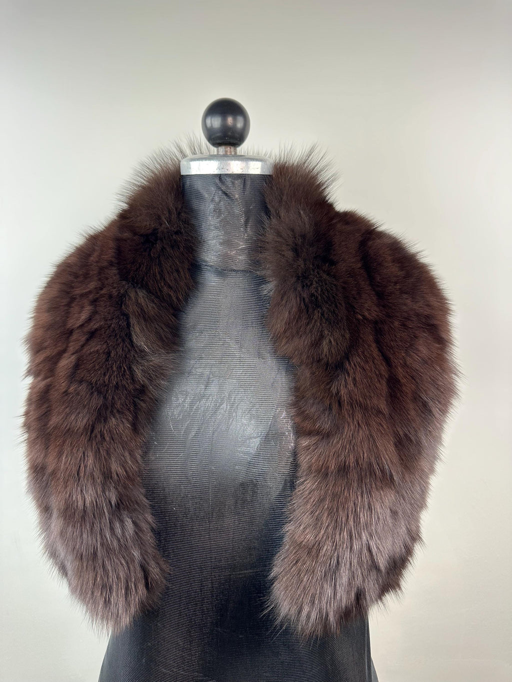 Dark Brown Fox Fur Collar – Real Fur Collar, Handmade in Greece, Luxury Neck Accessory