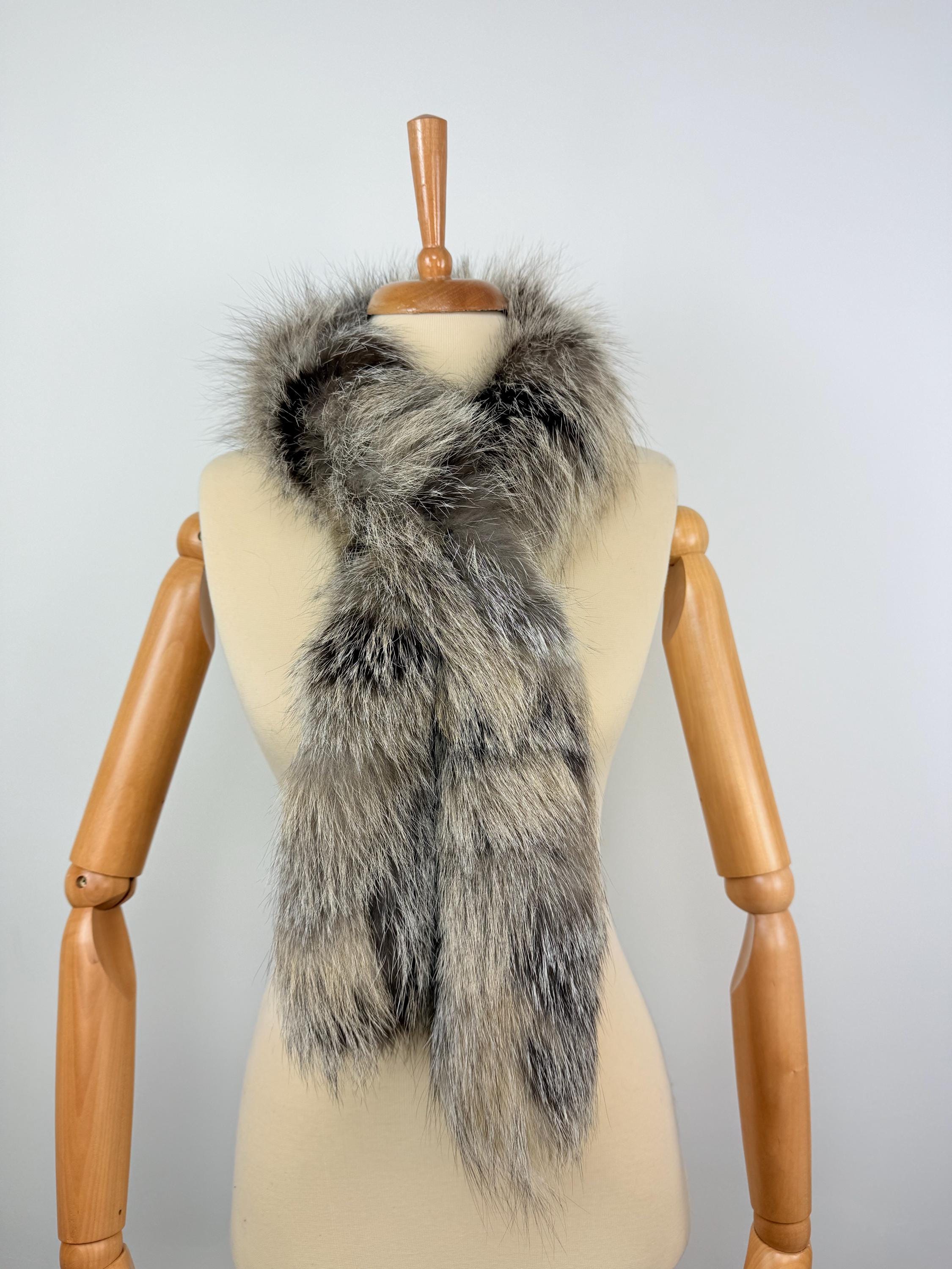 Cross Fox Fur Scarf – Real Fur Scarf, Handmade in Greece, Luxury Winter Scarf
