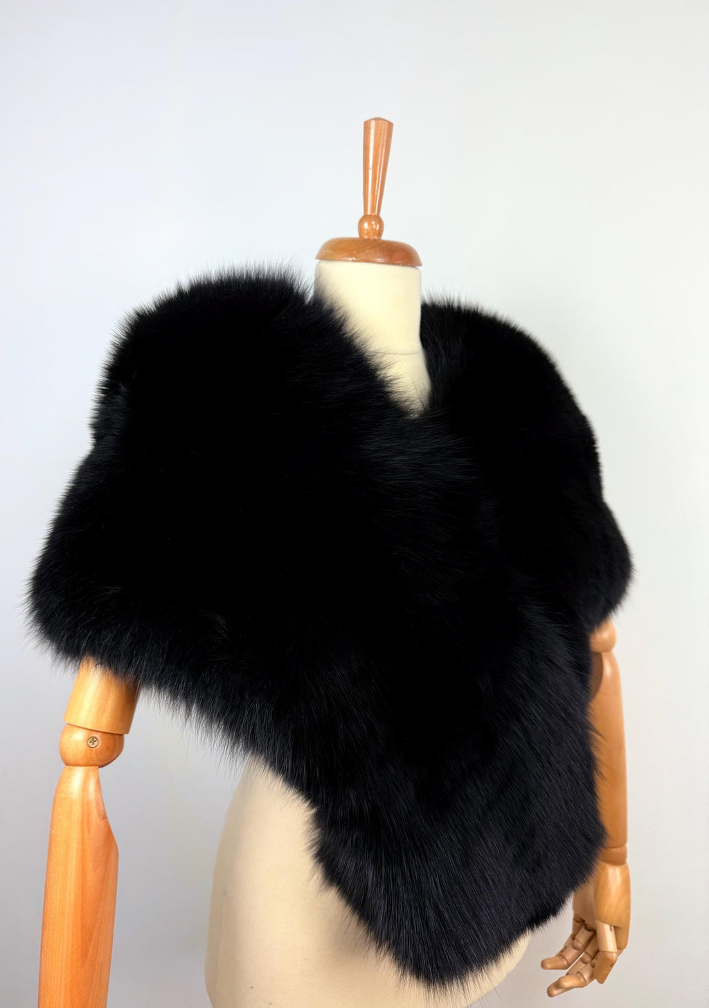 Black Fur Shawl: Luxurious Fox Fur Stole, Evening Wrap