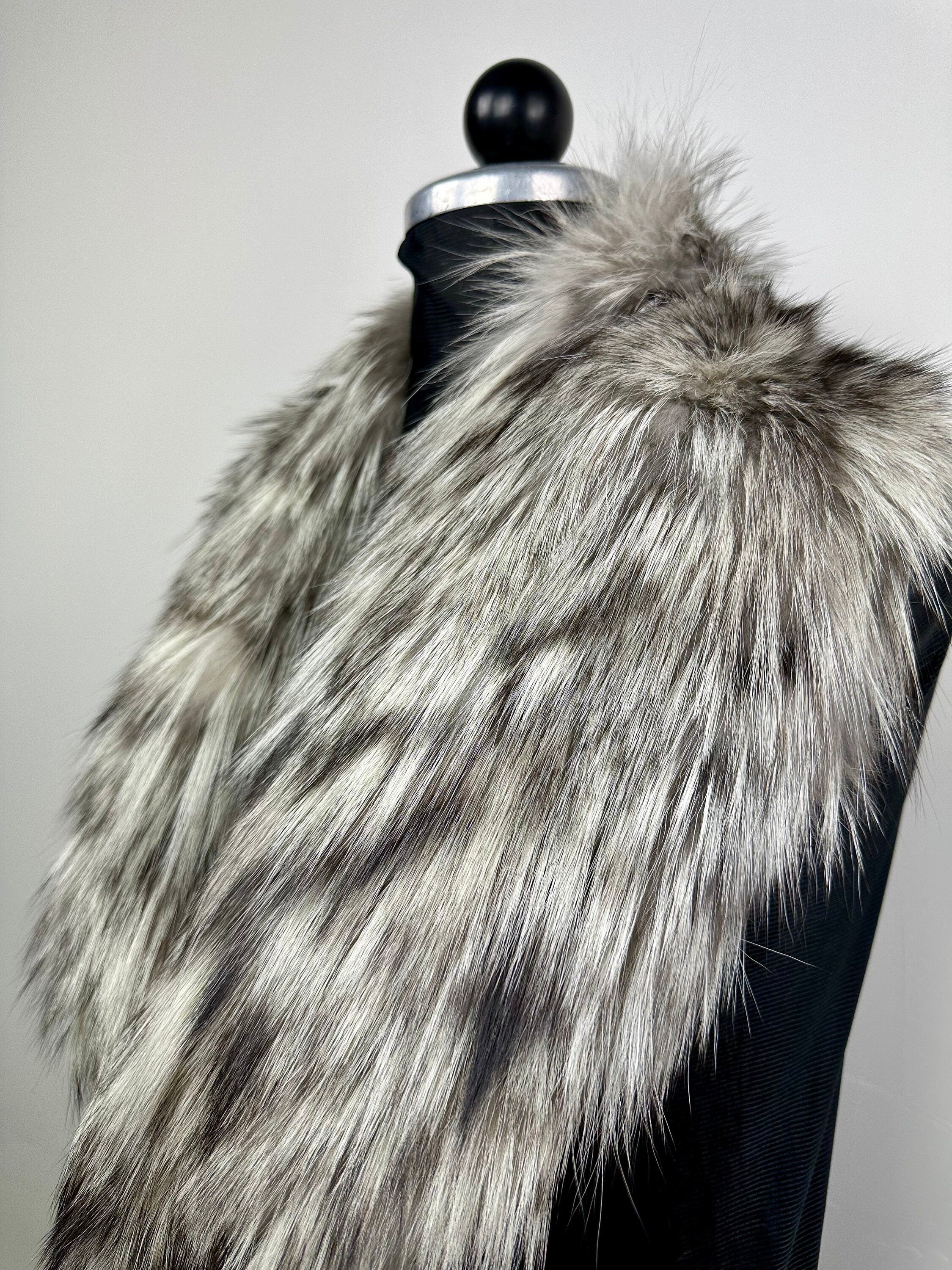 Handmade Silver Fox Fur Collar: Genuine Fur Stole