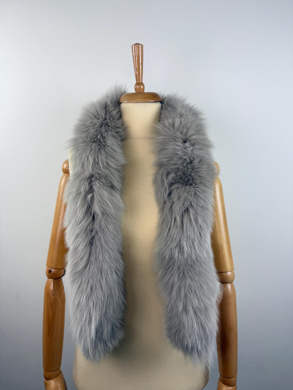 Gray Fox Fur Scarf – Real Fur Scarf, Handmade in Greece, Luxury Winter Scarf