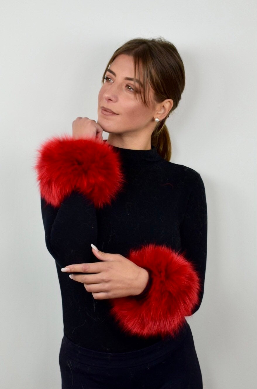 Red Fox Fur Scarf: Handmade Fluffy Collar