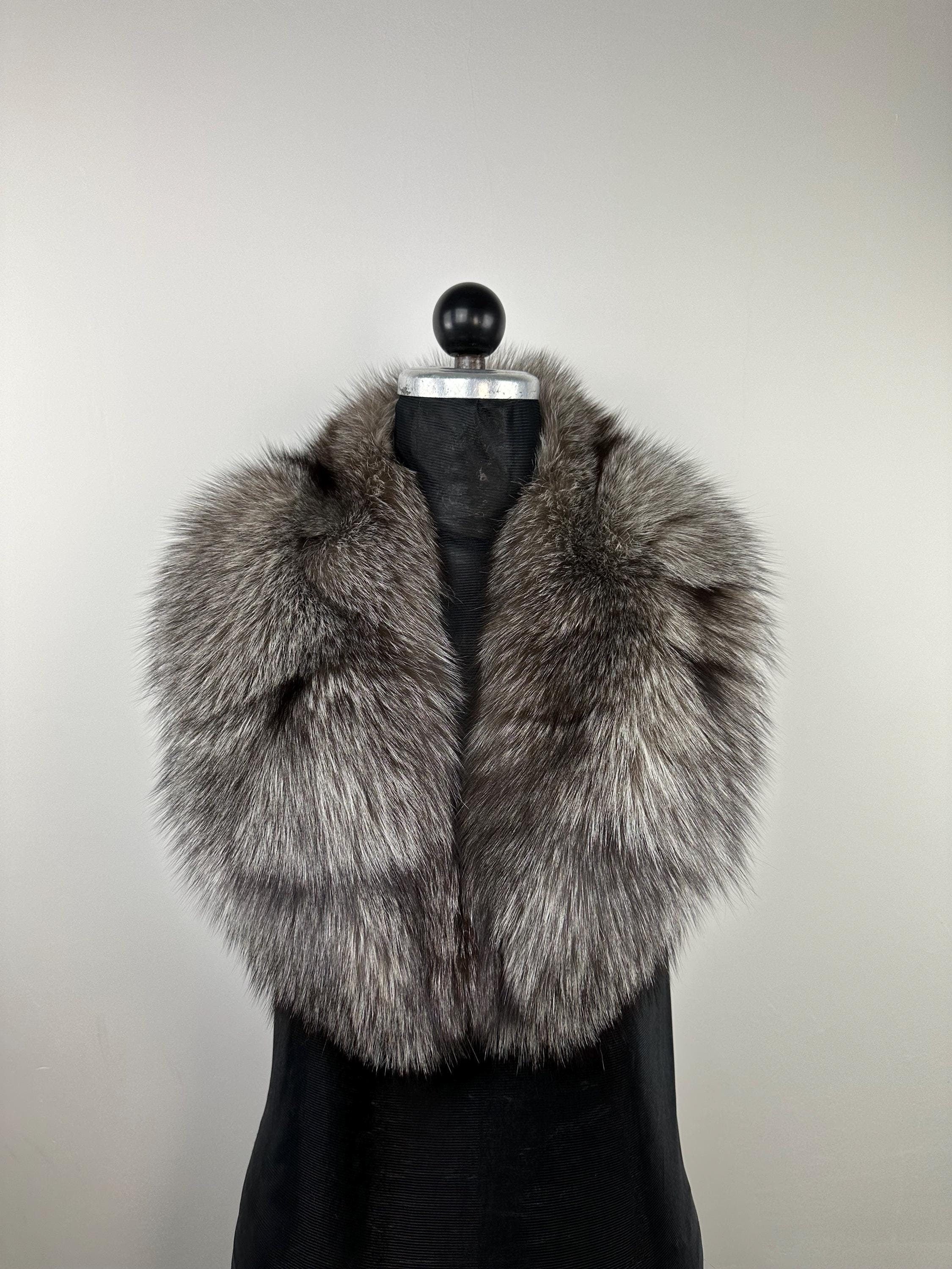 Genuine Frost Fox Fur Collar: Handmade Luxury Stole