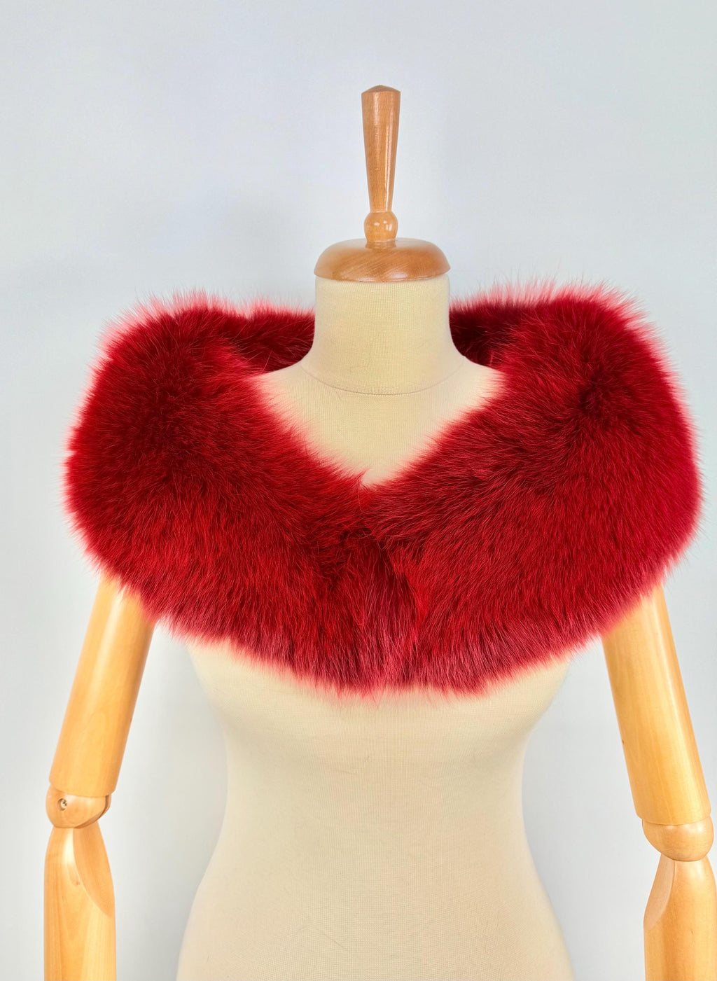 Red Fur Collar, Real Fox Fur Collar, Handmade Fur Collar, Luxury Winter Fur Accessory