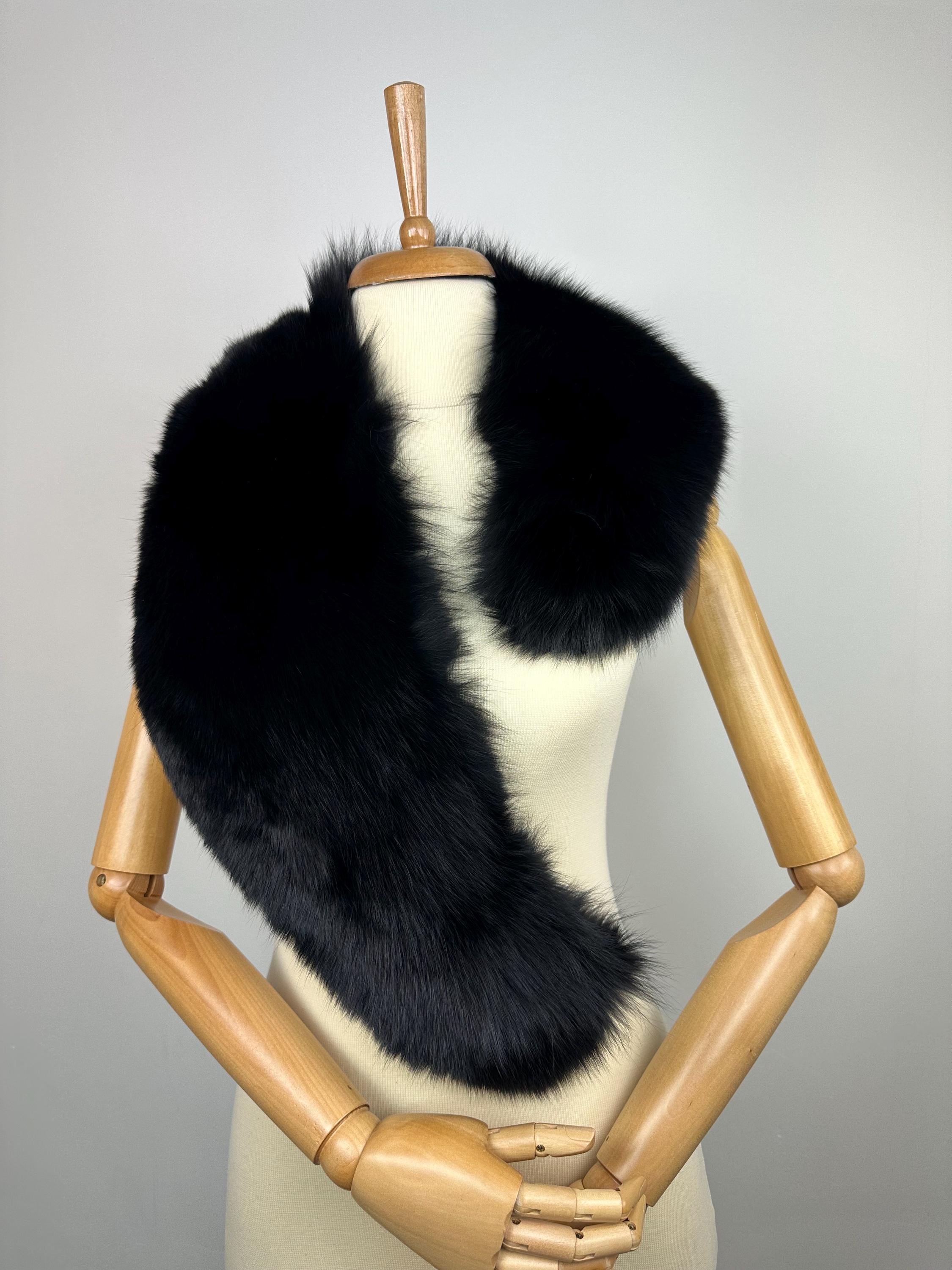 Luxury Black Fox Fur Collar: Genuine Fur Stole