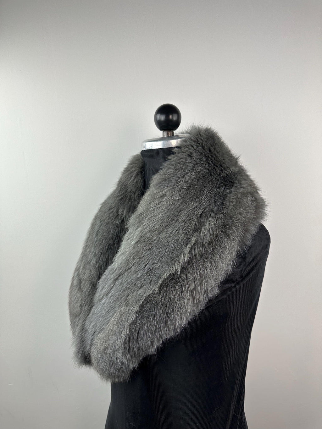 Luxury Gray Fox Fur Collar – Real Fur, Handmade in Greece, Elegant Neck Accessory