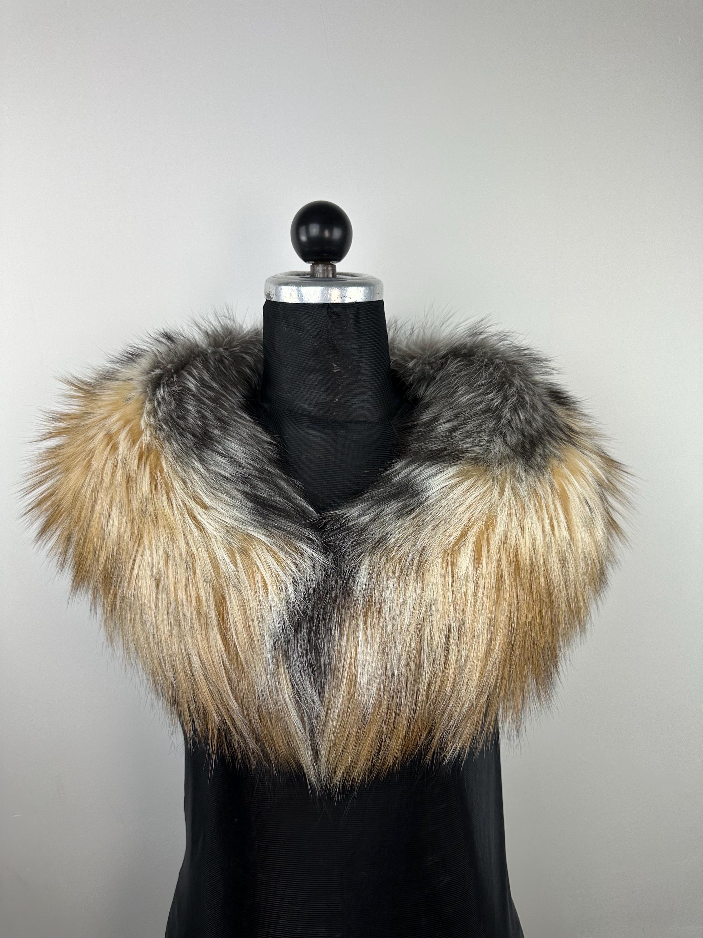 Cross Fox Fur Collar – Real Fur Collar, Handmade in Greece, Luxury Neck Accessory