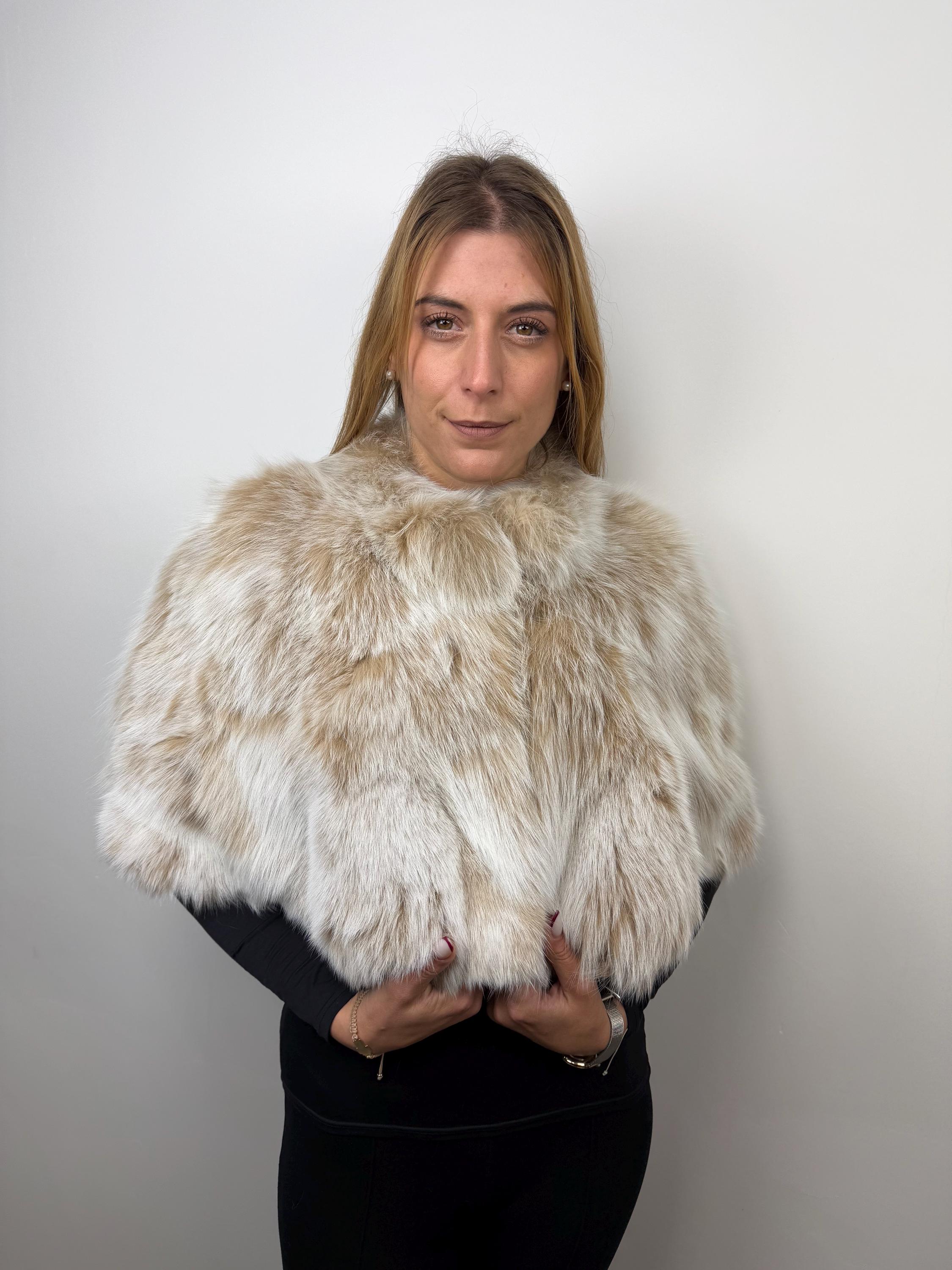 Luxury Snow Top Fox Fur Stole: Genuine Fur Shawl Bridal Wrap