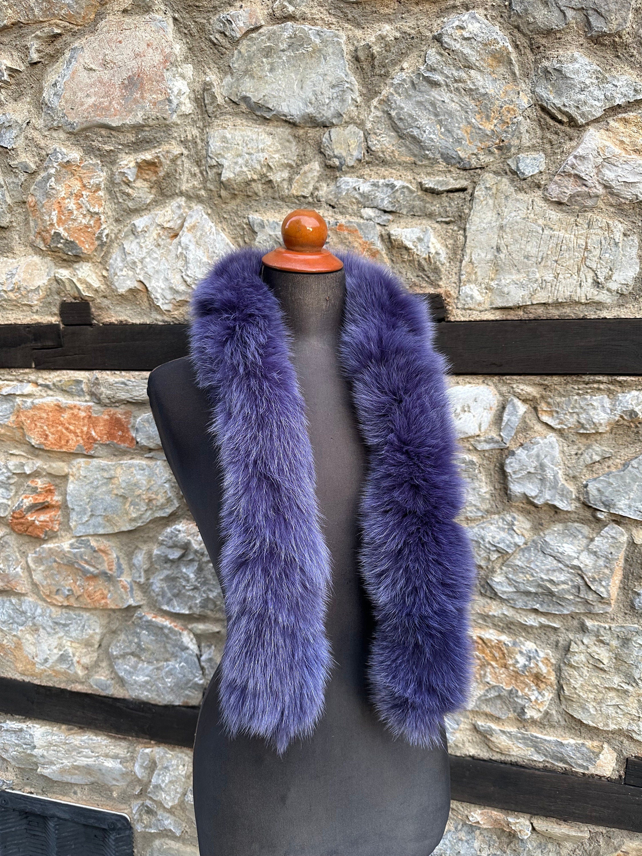 Purple Fox Fur Scarf: Genuine Warm Fur,  Neck Wrap