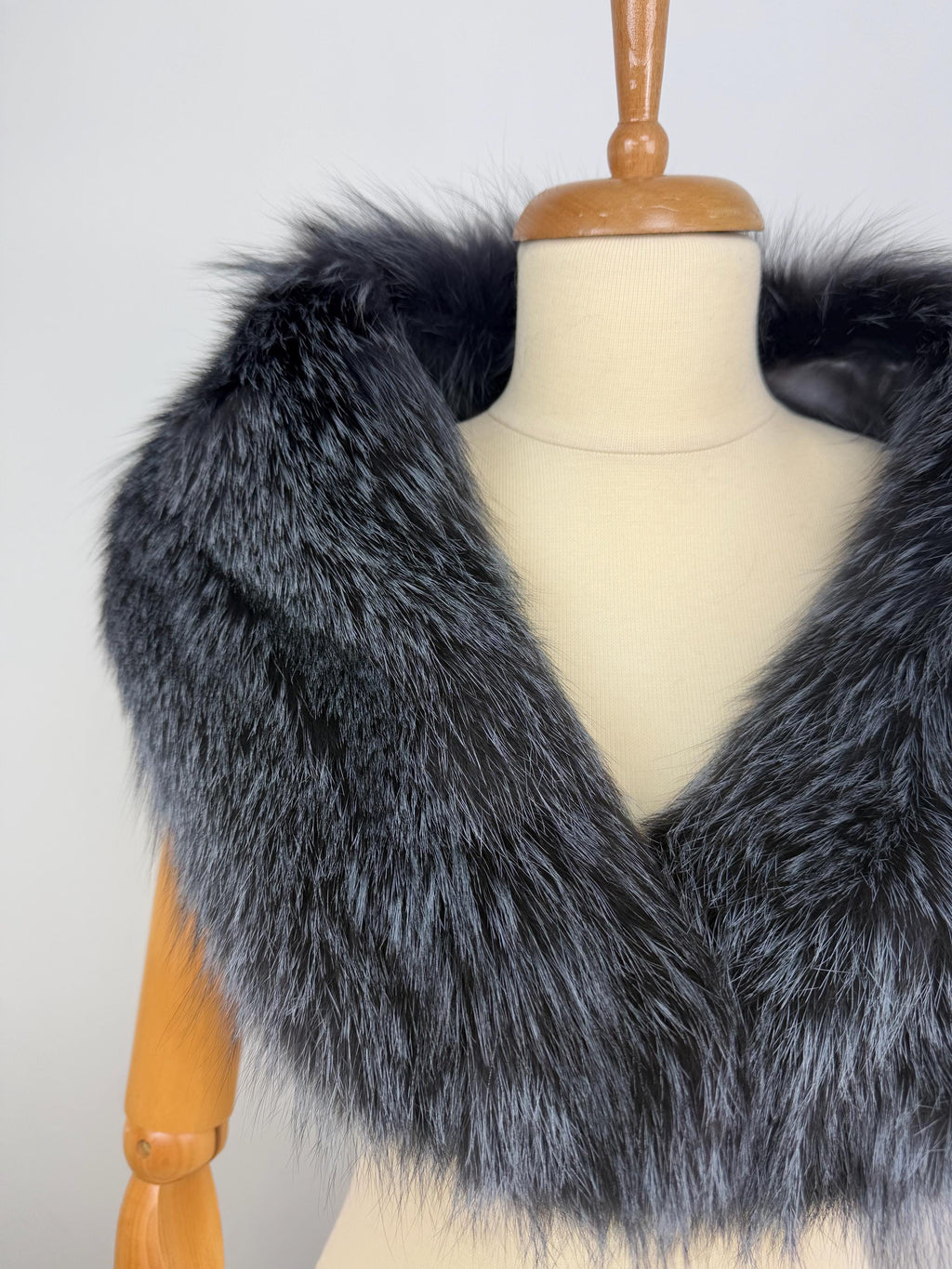 Dark Gray Fox Fur Collar – Real Fur Collar, Handmade in Greece, Luxury Neck Accessory