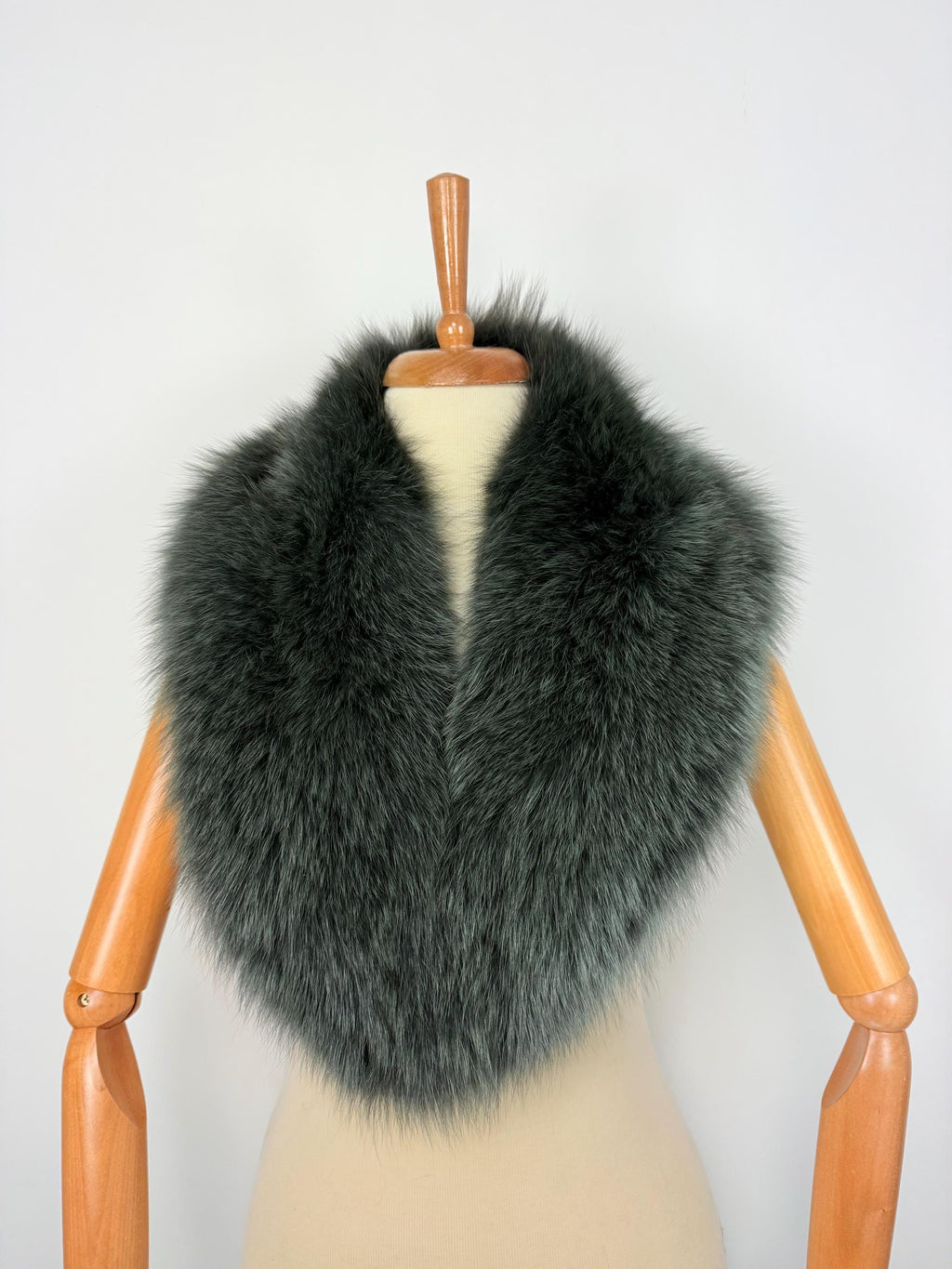 Green Fox Fur Collar – Real Fur Collar, Handmade in Greece, Luxury Neck Accessory