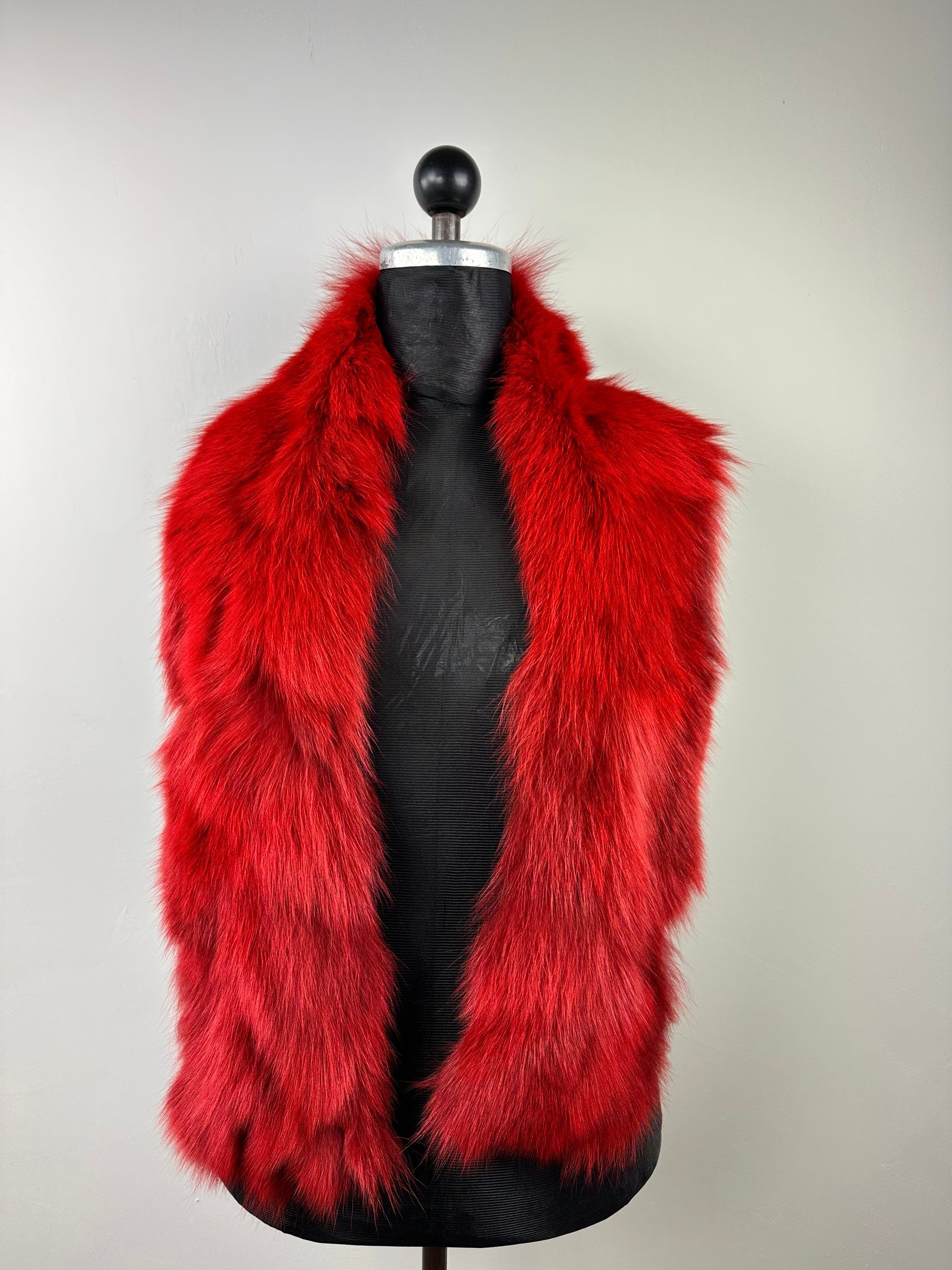 Red Fox Fur Scarf – Real Fur Scarf, Handmade in Greece, Luxury Winter Scarf