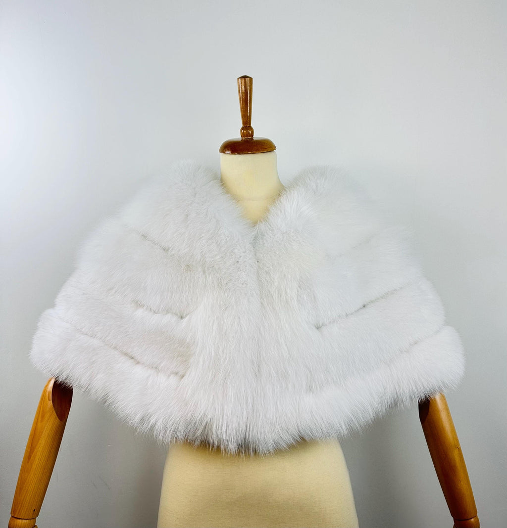 Black Fox Fur Stole – Real Fur Formal Shawl, Handmade in Greece