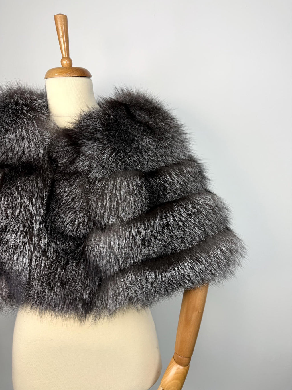 Frost Fox Fur Shawl – Real Fur Wrap, Handmade in Greece, Luxury Evening Shawl