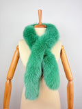 Green Fox Fur Scarf – Real Fur Scarf, Handmade in Greece, Luxury Winter Scarf