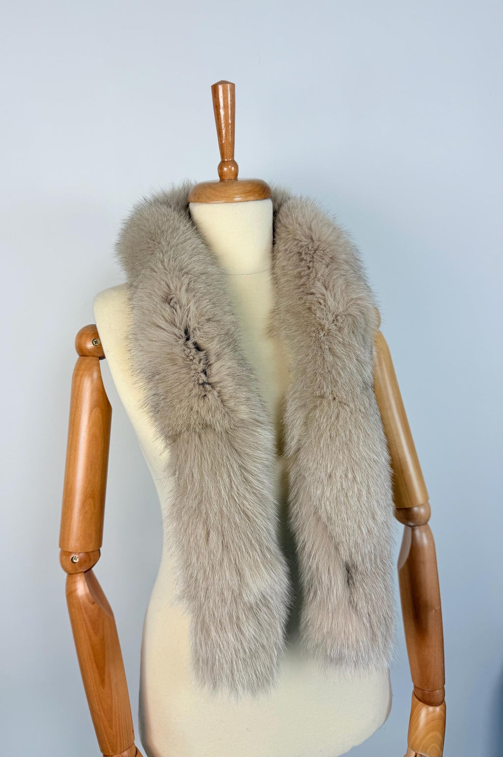 Luxury Beige Fox Fur Scarf – Real Fur, Handmade in Greece, Elegant Winter Scarf