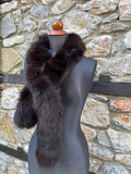 Dark Brown Fox Fur Scarf – Real Fur Scarf, Handmade in Greece, Luxury Winter Scarf
