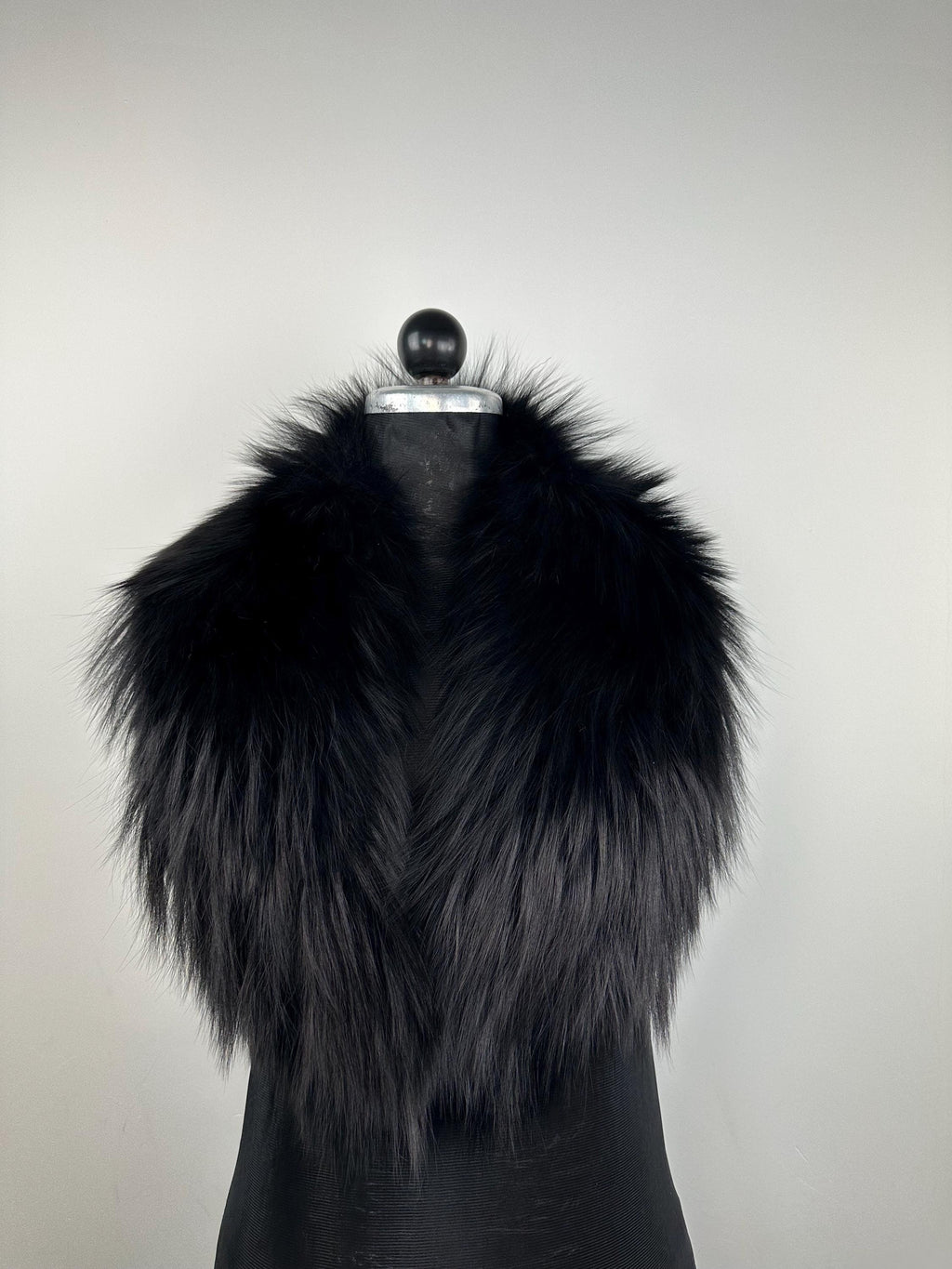 Black Fox Fur Collar – Real Fur Collar, Handmade in Greece, Luxury Neck Accessory