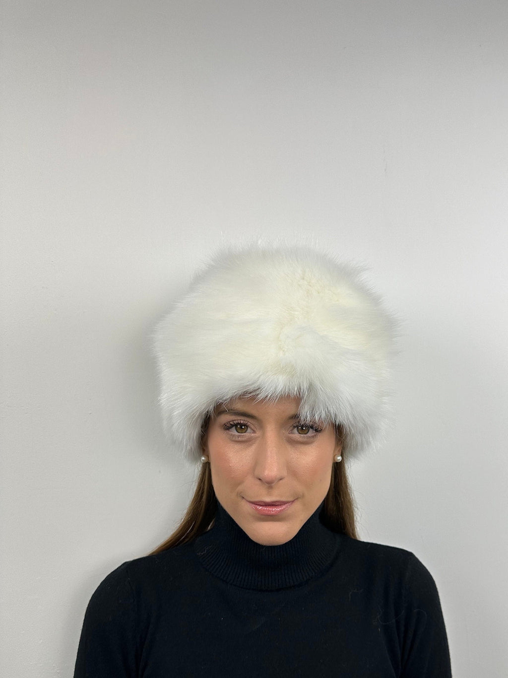 Handmade White Fox Fur Hat: Warm Fluffy Winter Hat
