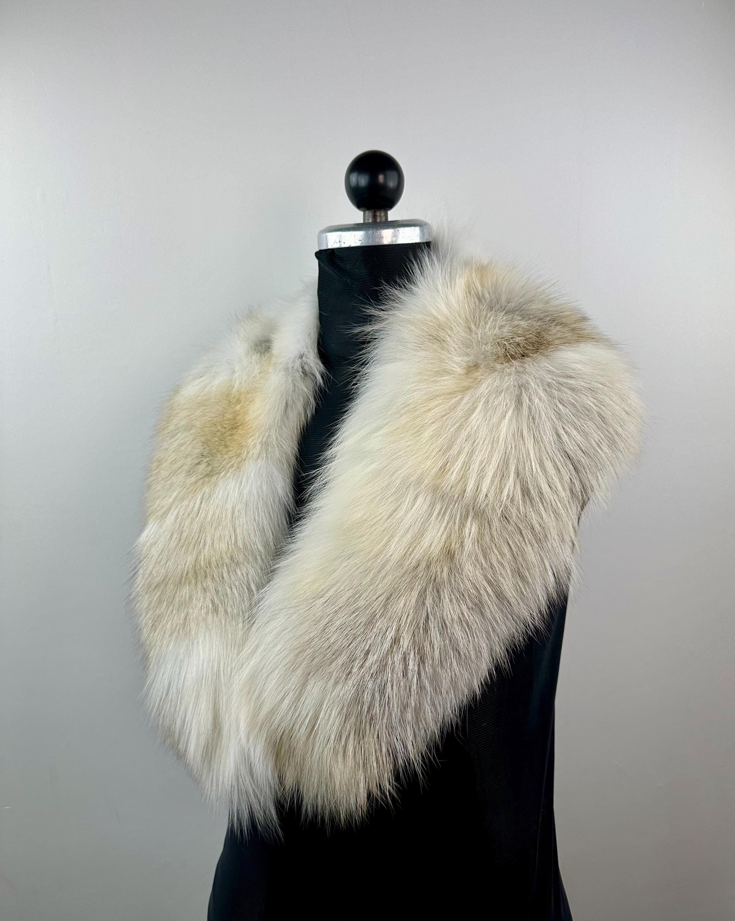 Genuine Golden Island Fox Fur Collar - Handmade in Greece