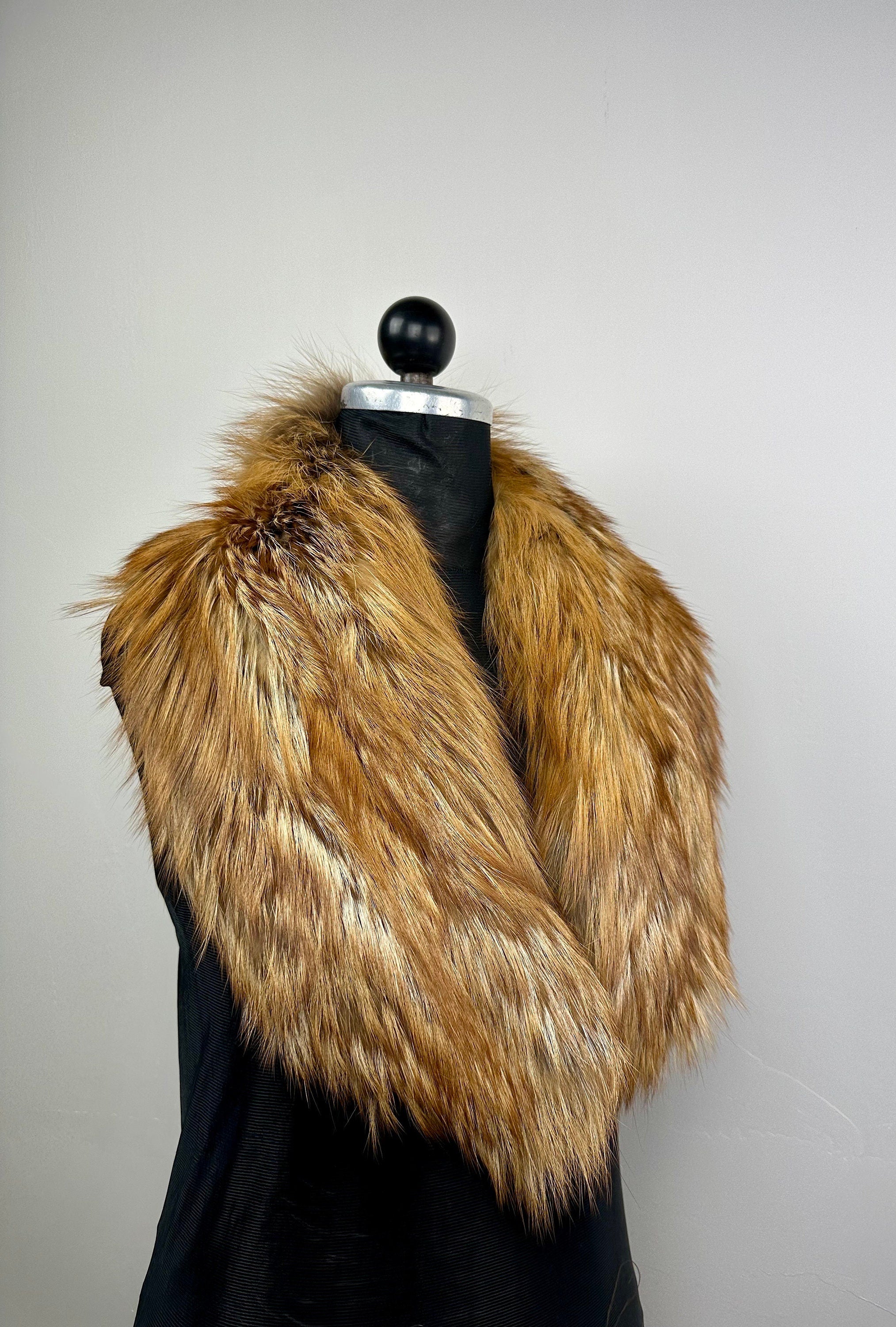 Genuine Gold Fox Fur Collar: Luxury Warm and Fluffy Stole