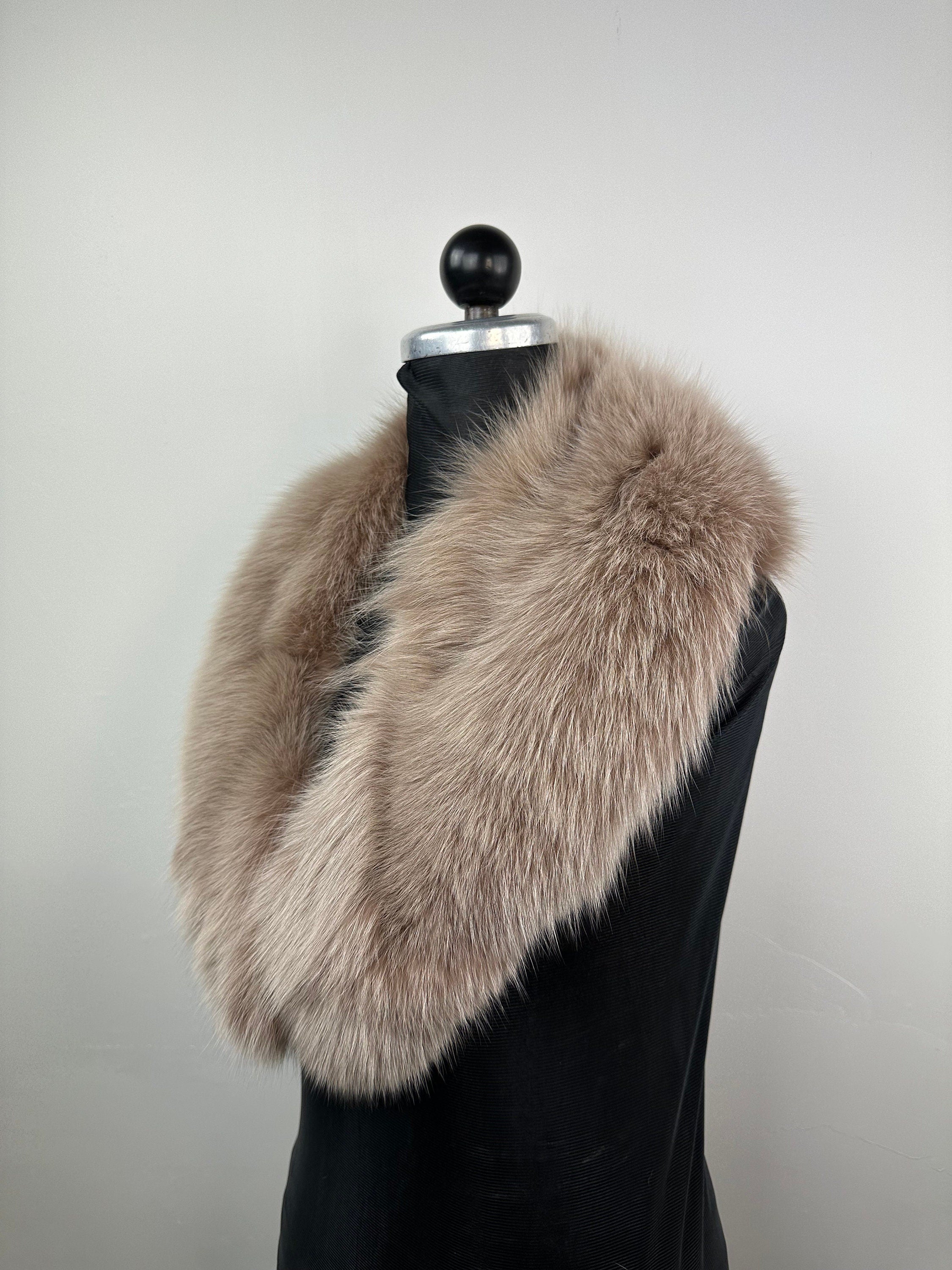 Genuine Fox Fur Collar: Beige Luxury Stole,  Neck Wrap