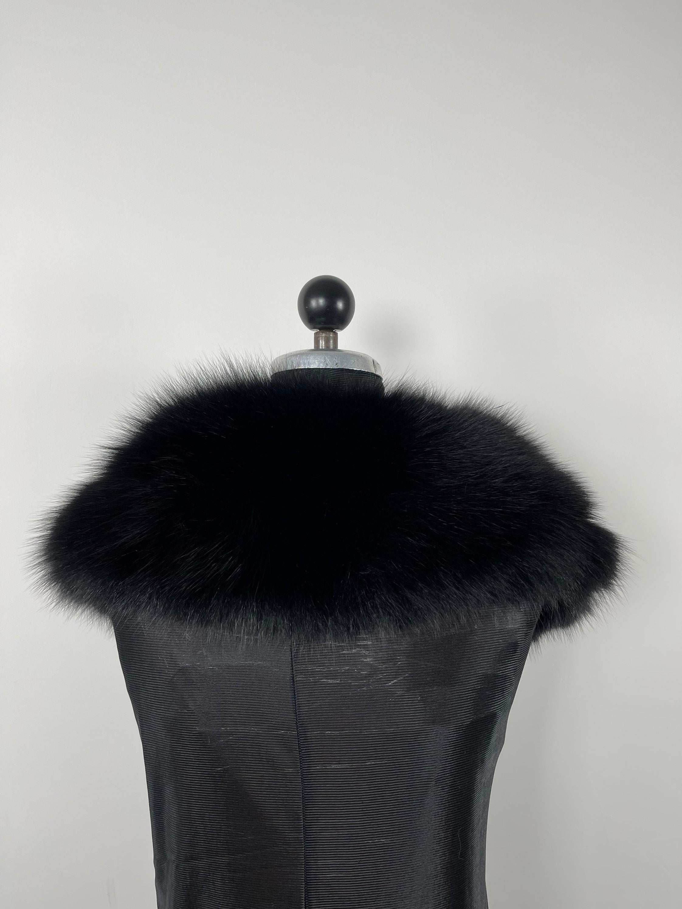 Black Fox Fur Collar – Real Fur Collar, Handmade in Greece, Luxury Neck Accessory