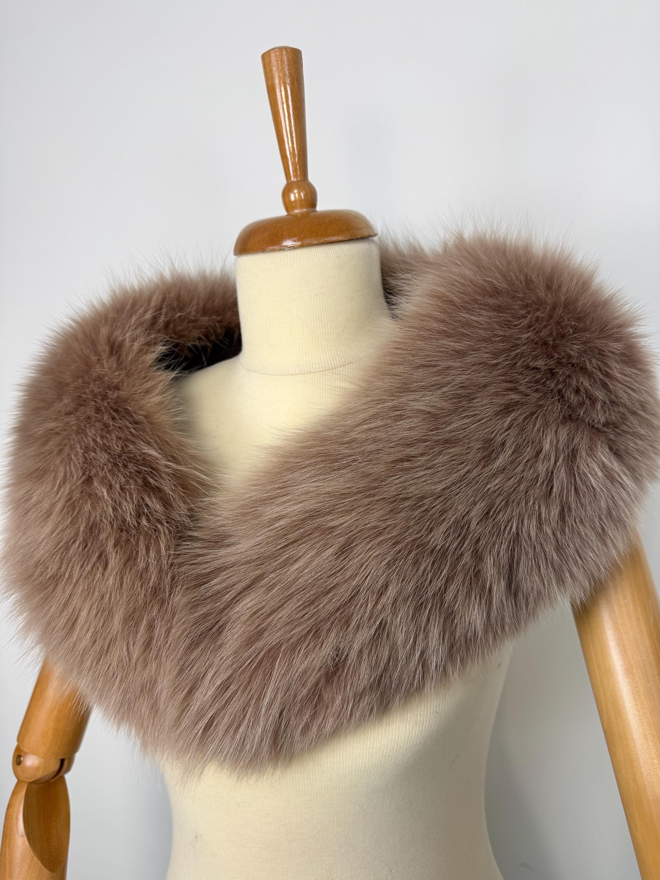 Light Brown Fox Fur Collar – Real Fur Collar, Handmade in Greece, Luxury Neck Accessory