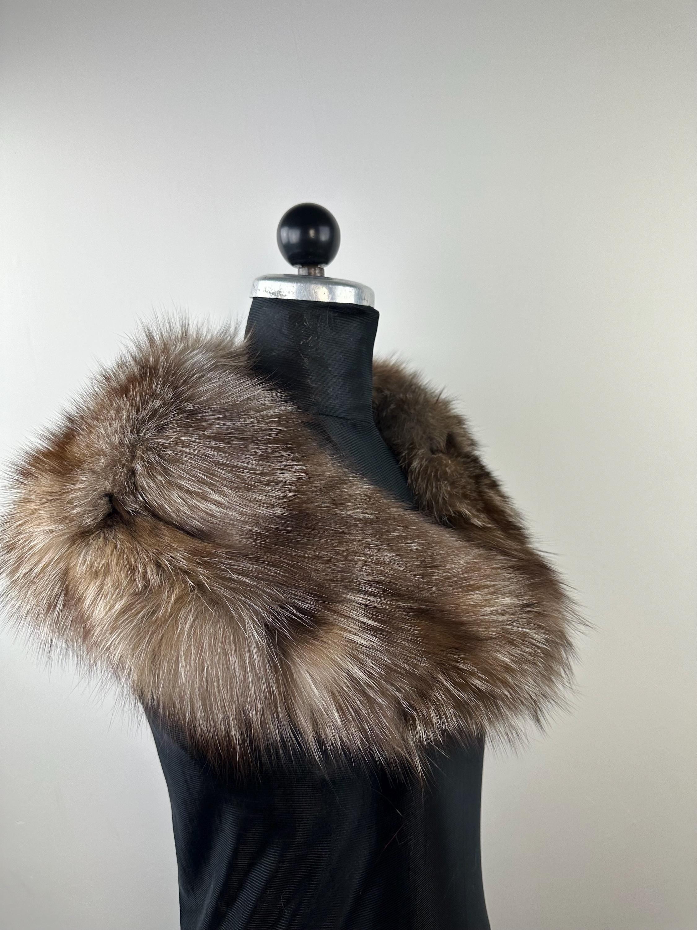 Genuine Crystal Fox Fur Collar: Luxury Stole, Handmade in Greece