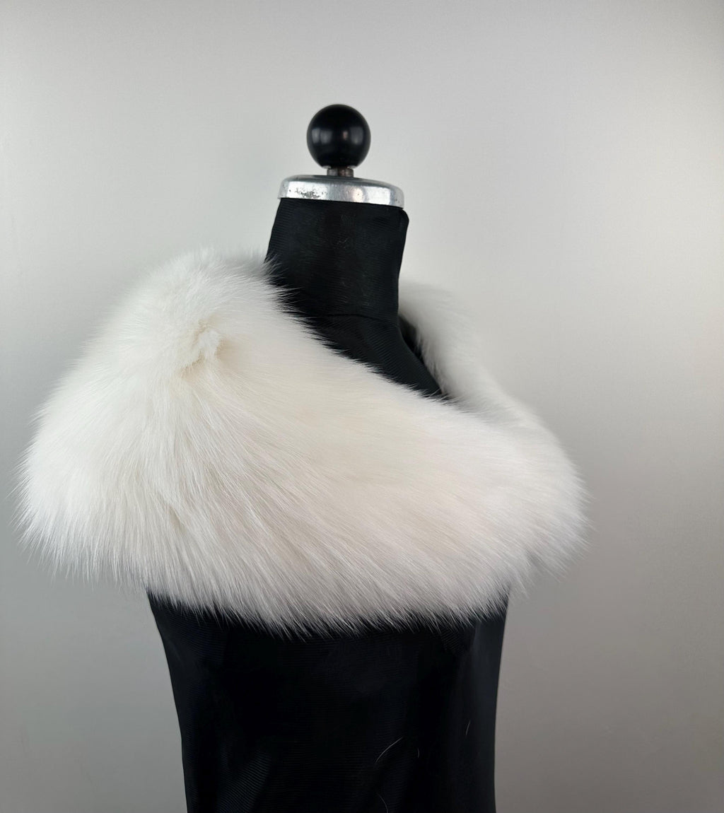 White Real Fox Fur Collar: Luxury Bridal Fur Stole