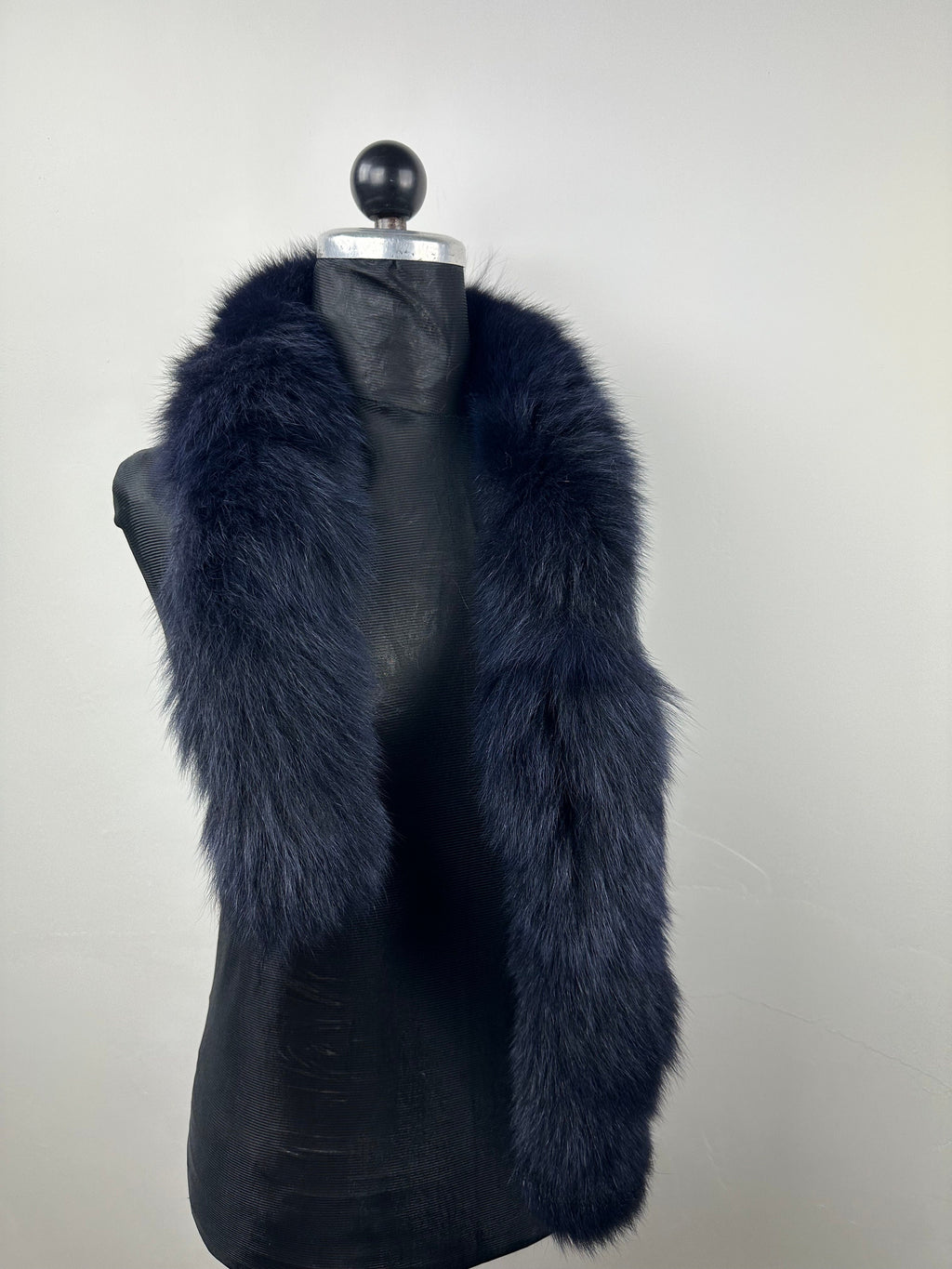 Blue Black Fox Fur Scarf: Handmade Genuine Fur, Luxury Neck Wrap