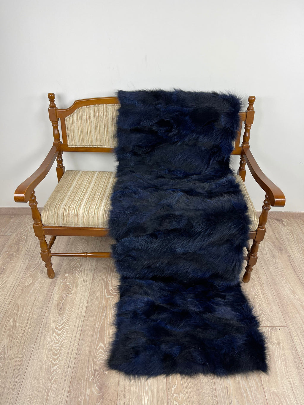 Premium Blue Fox Fur Blanket, Handmade Throw, Real Fur