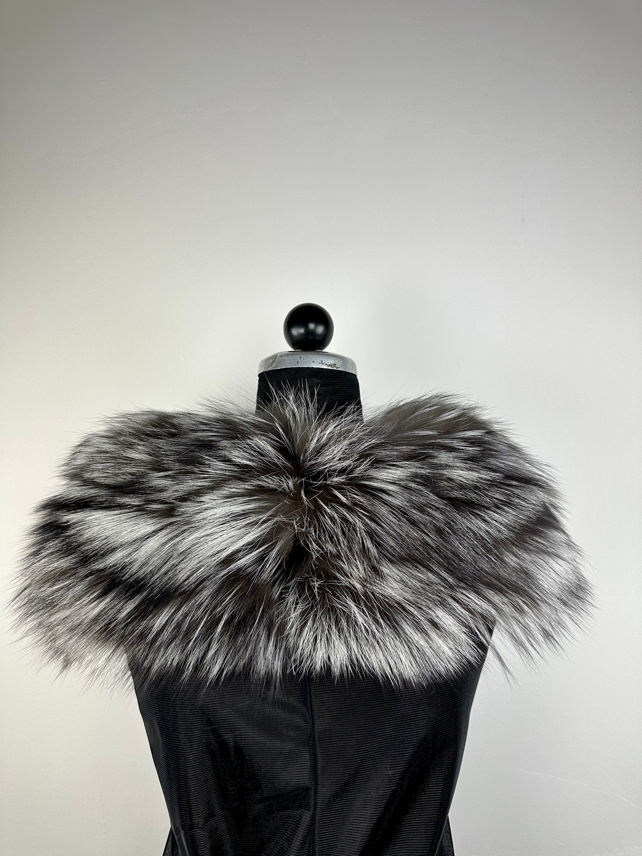 Genuine Silver Fox Fur Collar - Luxury Fur Stole