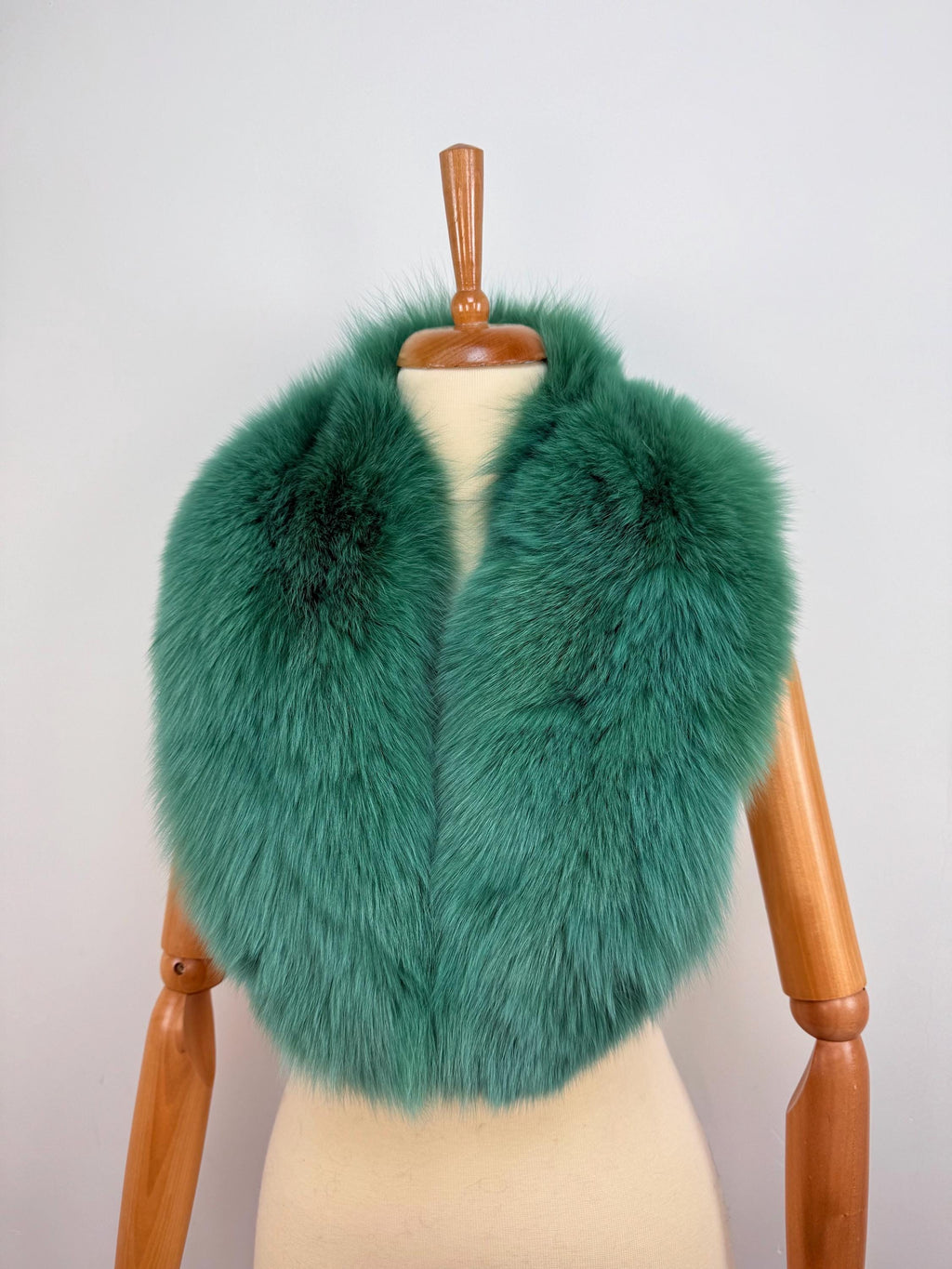 Green Fox Fur Collar – Real Fur Collar, Handmade in Greece, Luxury Neck Accessory