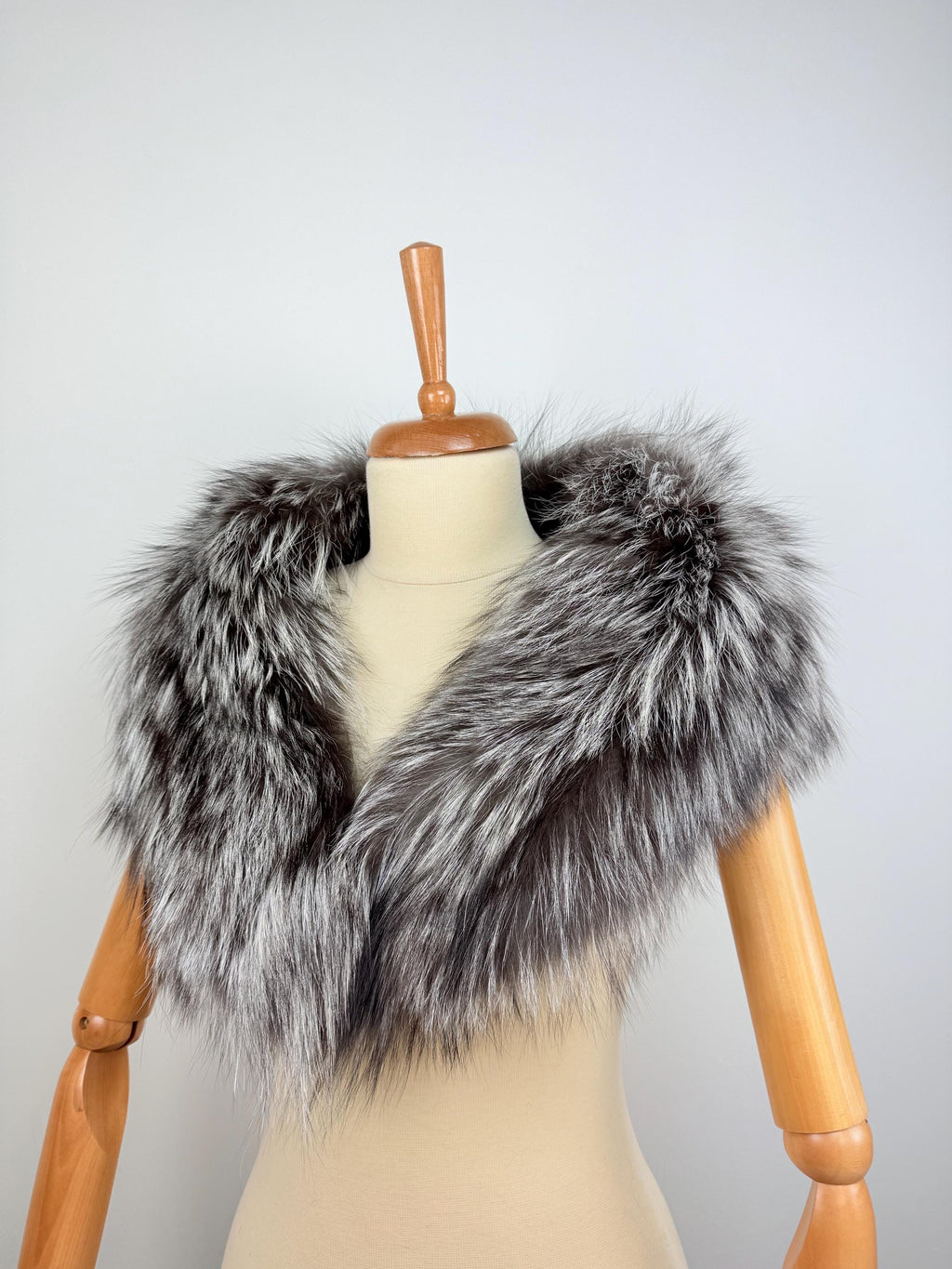 Silver Fox Fur Collar: Fluffy Genuine Fur Stole