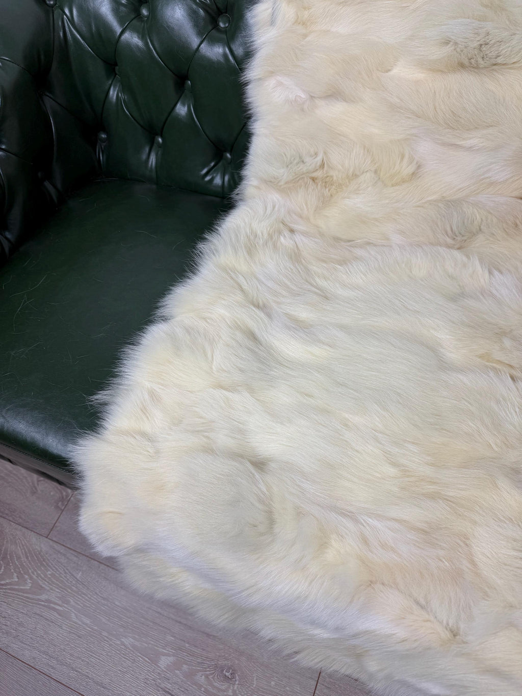 Luxury Yellow Fox Fur Blanket: Handmade Fur Bedspread