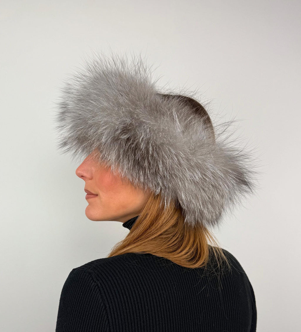 Handmade Silver Fox Fur Headband: Warm Fluffy Winter Accessory